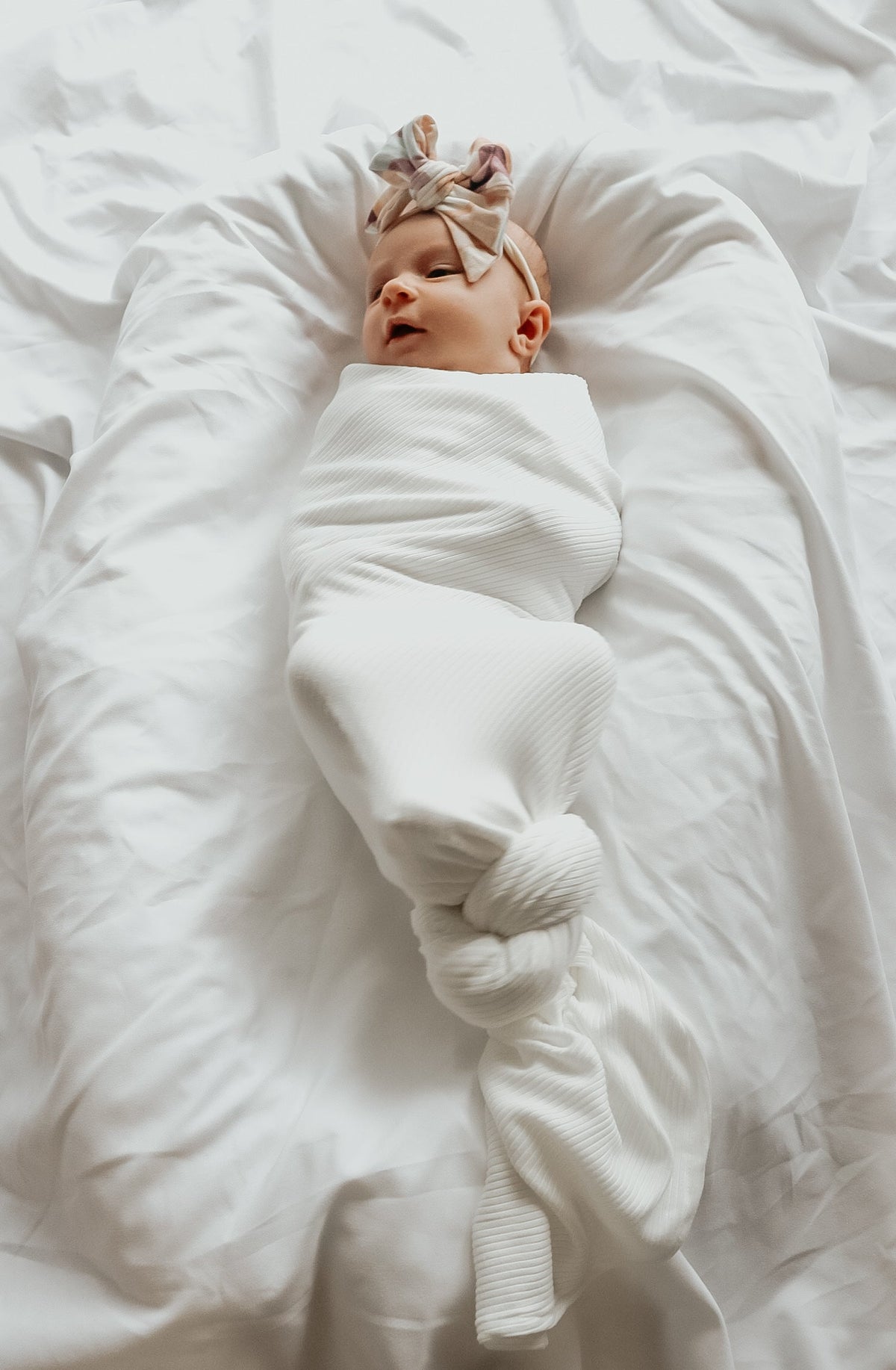 Dove Ribbed Stretch Swaddle — Little Mae & Co