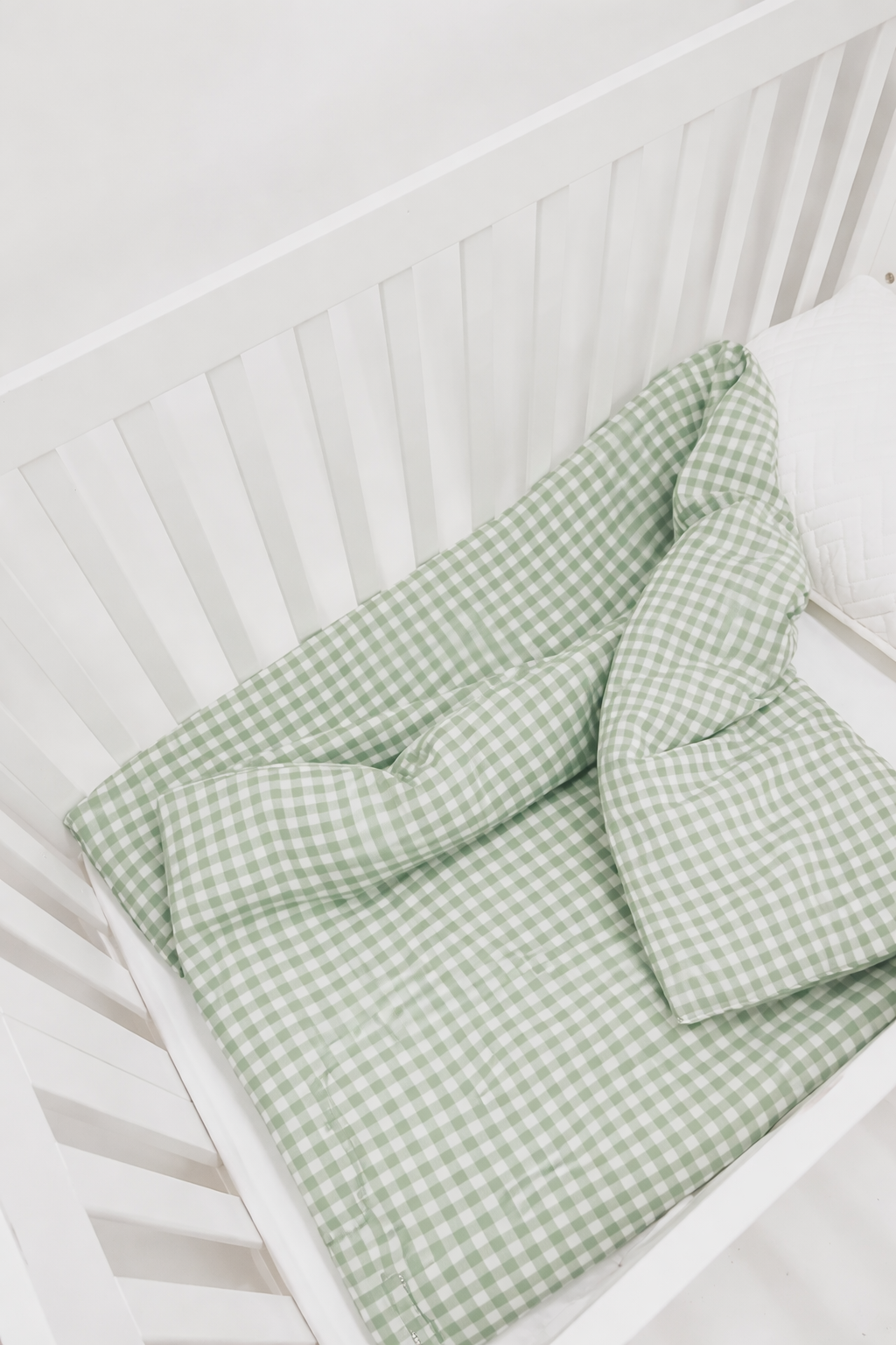 Green Gingham Crib Quilted Blanket — Little Mae & Co