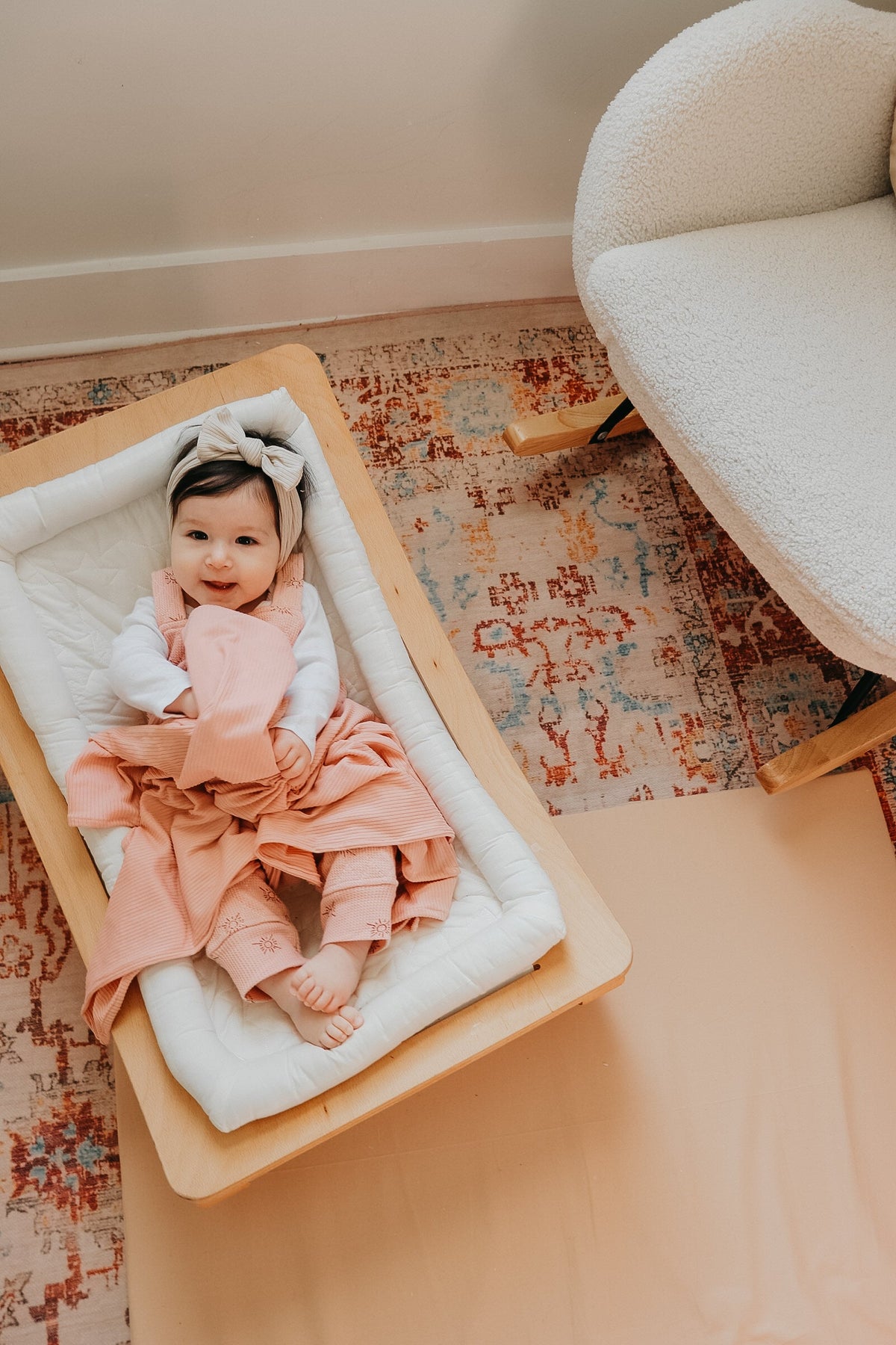 Peony Ribbed Stretch Swaddle — Little Mae & Co