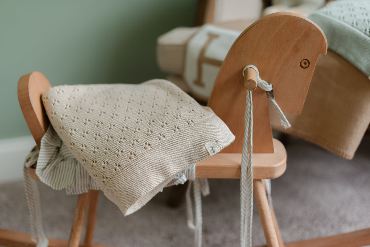 Toffee Pointelle Knit Blanket — Little Mae & Co