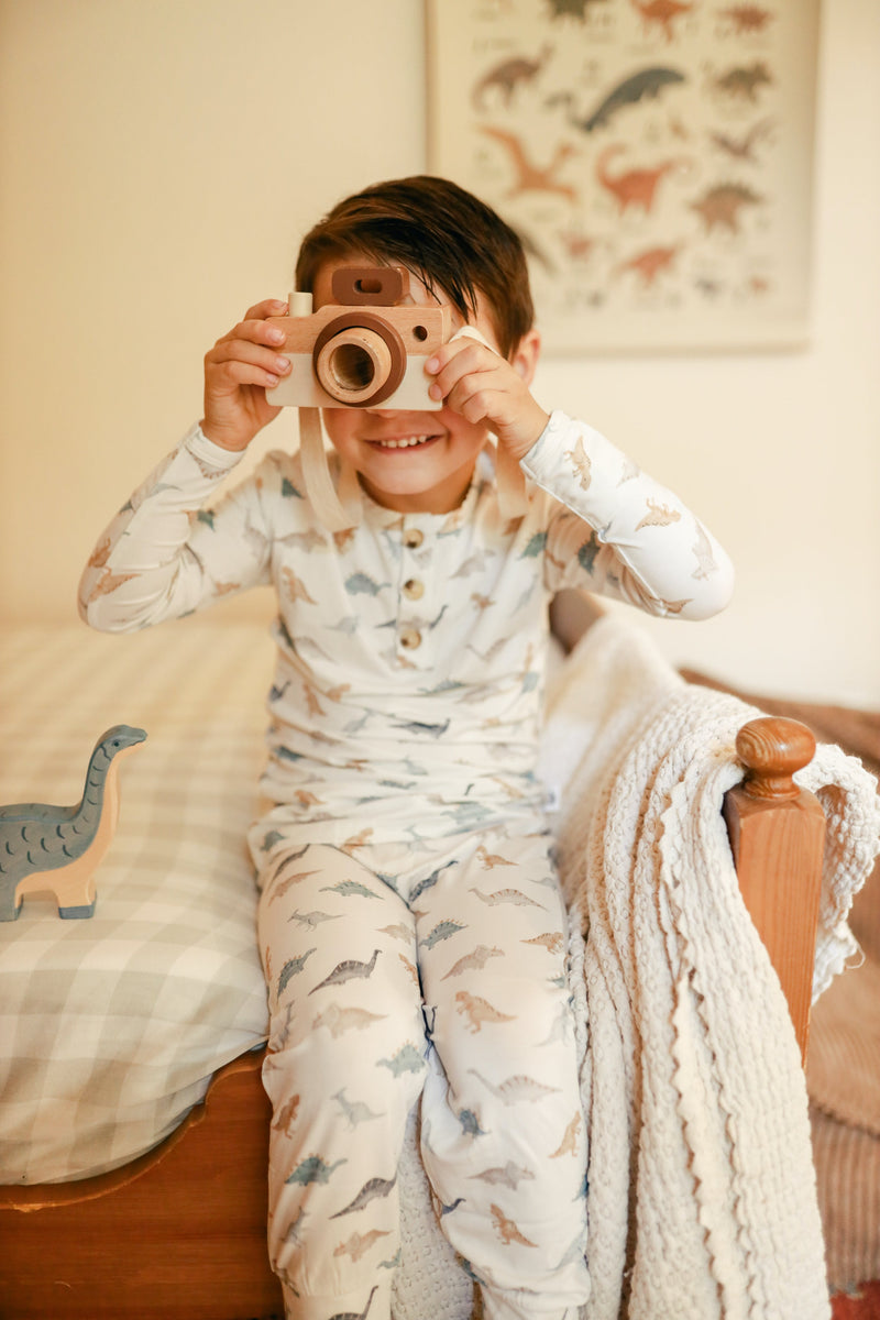 Snugglesaurus 2pc Henley Bamboo Pajamas - Sizes Newborn & Up! — Little Joy Co.
