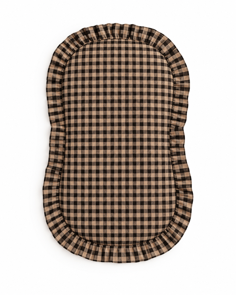 Brown Black Gingham Ruffle Baby Lounger Cover — Little Mae & Co