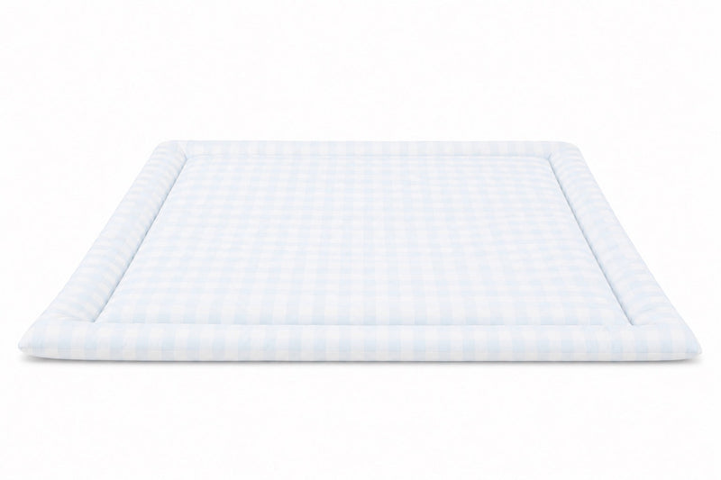 Light Blue Checkered Padded Baby Play Mat — Little Mae & Co