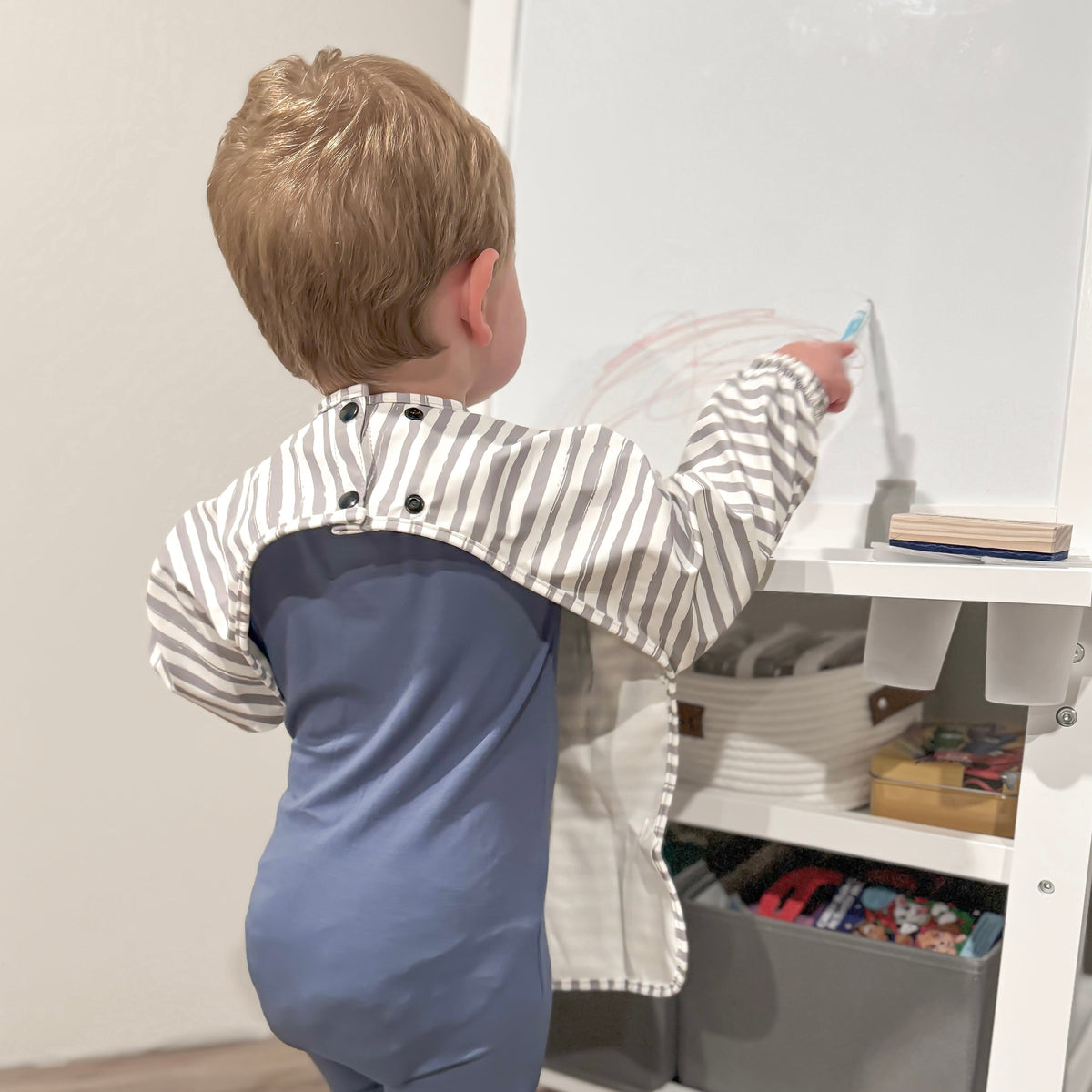The Grayson Long Sleeve Bib - Brush Stripes — Calla and Friends