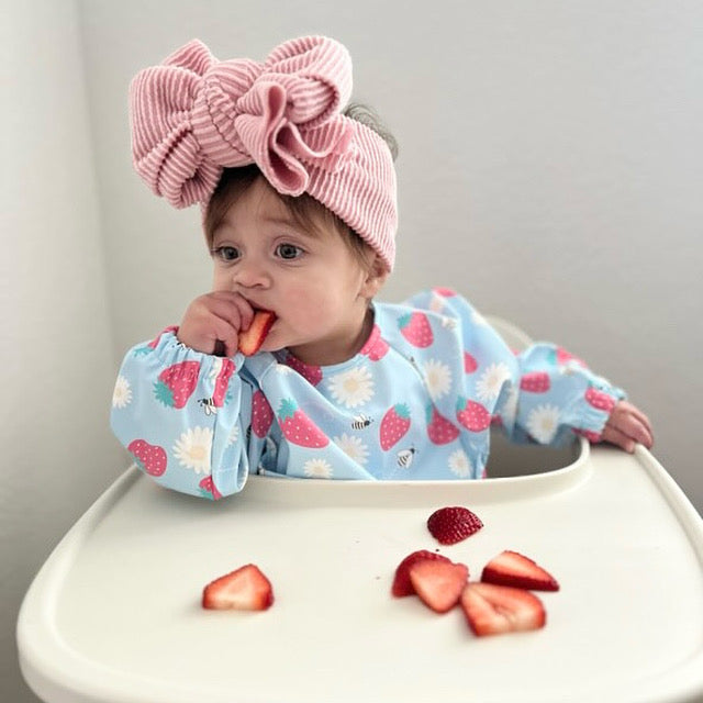The Grayson Long Sleeve Bib - Strawberry Patch — Calla and Friends