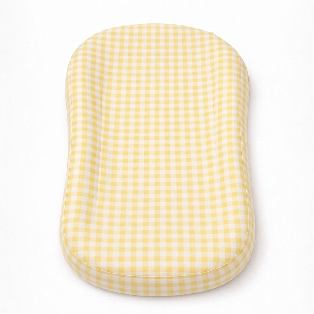 Yellow Gingham Ruffle Baby Lounger Cover — Little Mae & Co