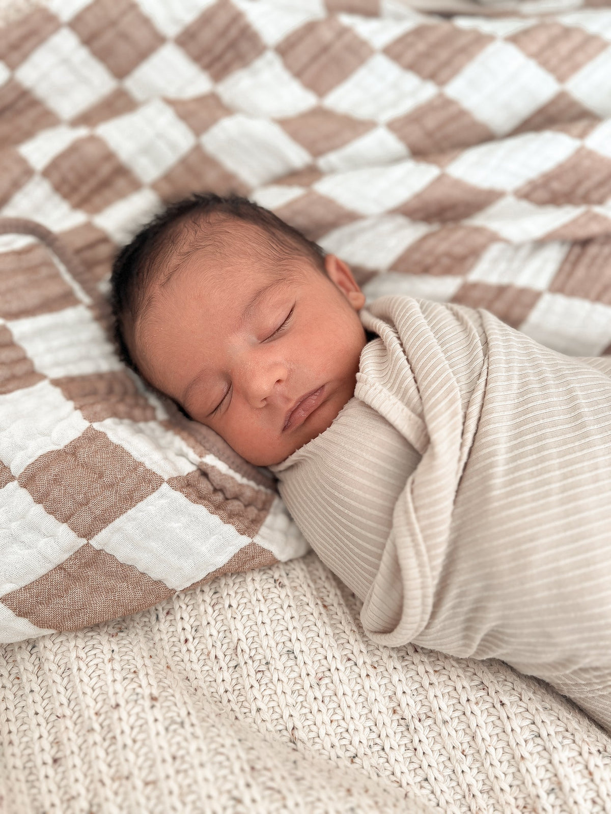 Oat Ribbed Stretch Swaddle — Little Mae & Co
