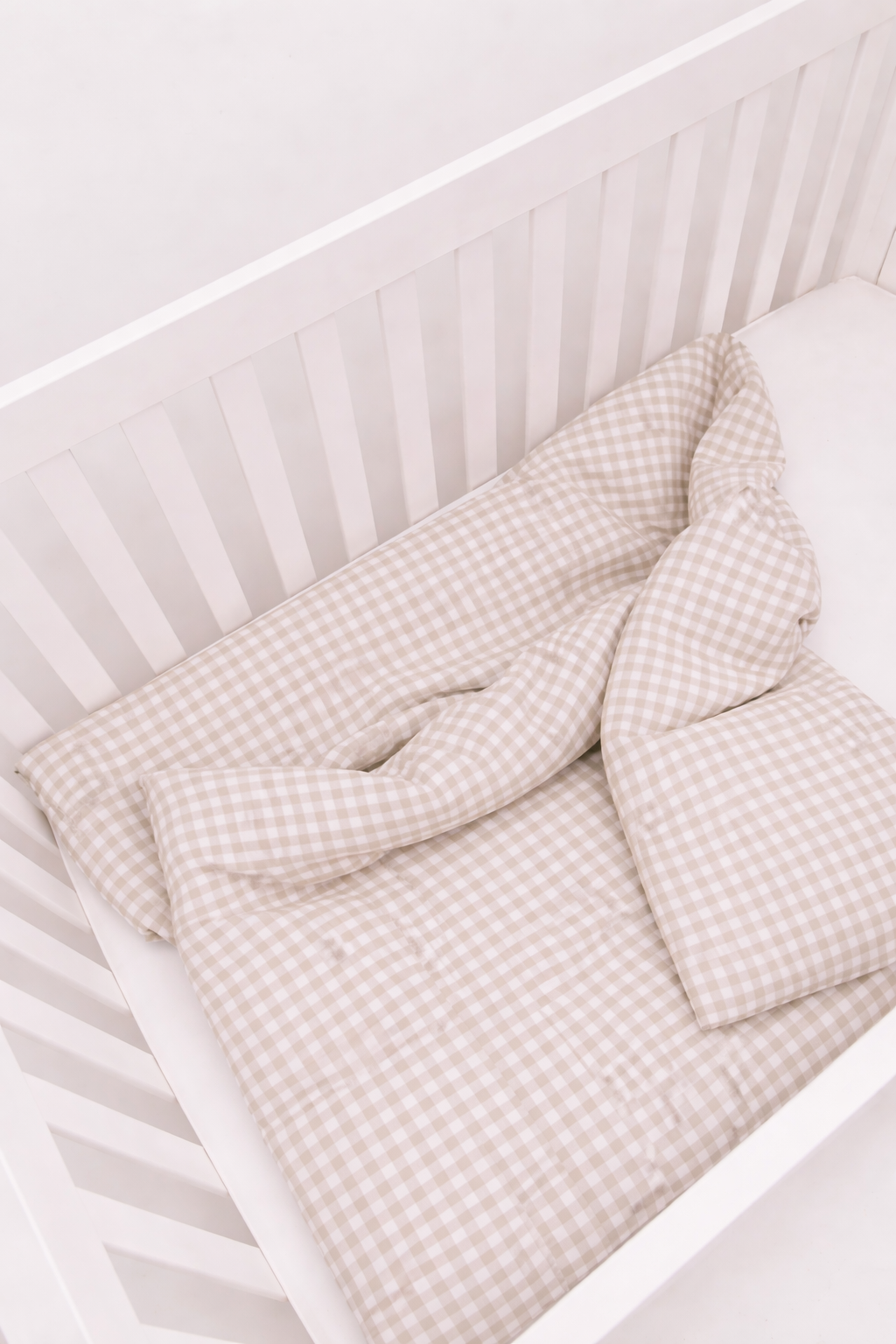 Beige Gingham Crib Quilted Blanket — Little Mae & Co