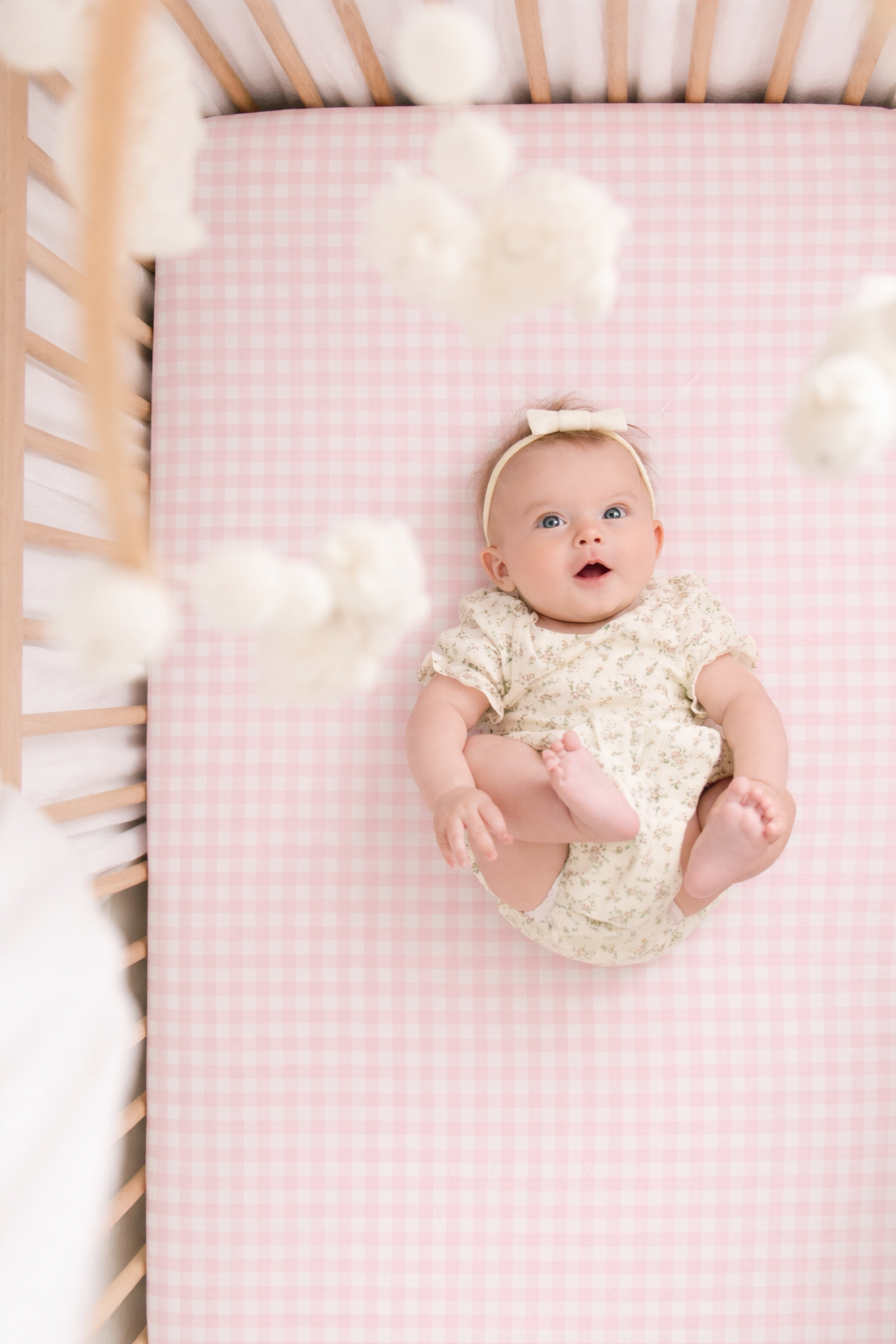 Rosey Pink Gingham Crib Sheet — Little Mae & Co