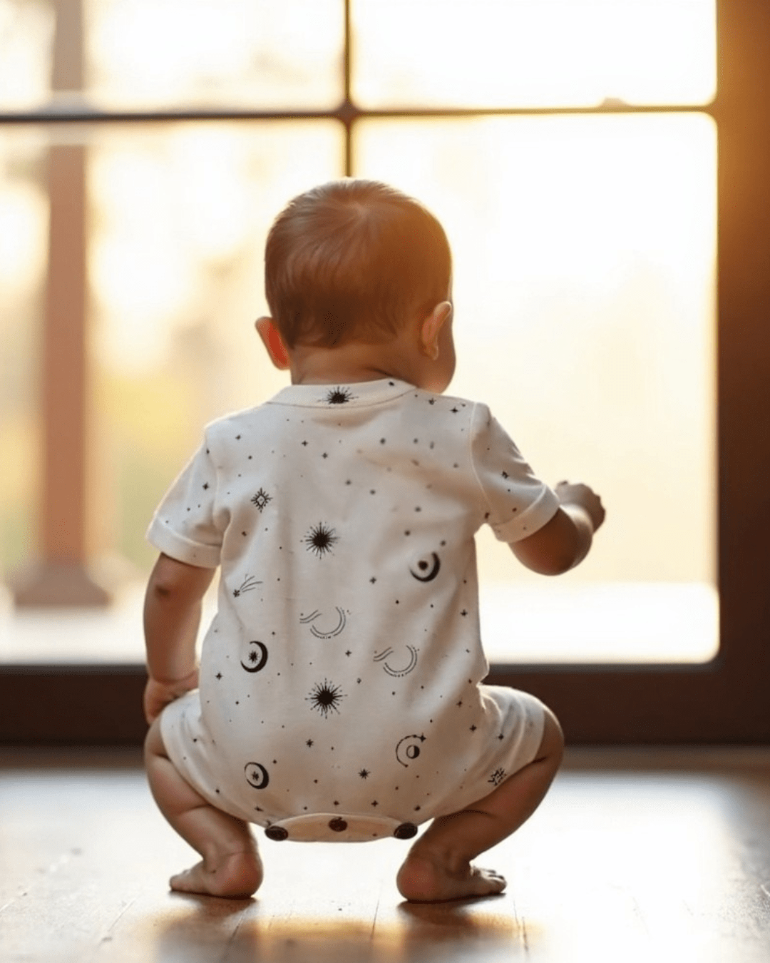 short sleeve romper | celestial — Finn + Emma