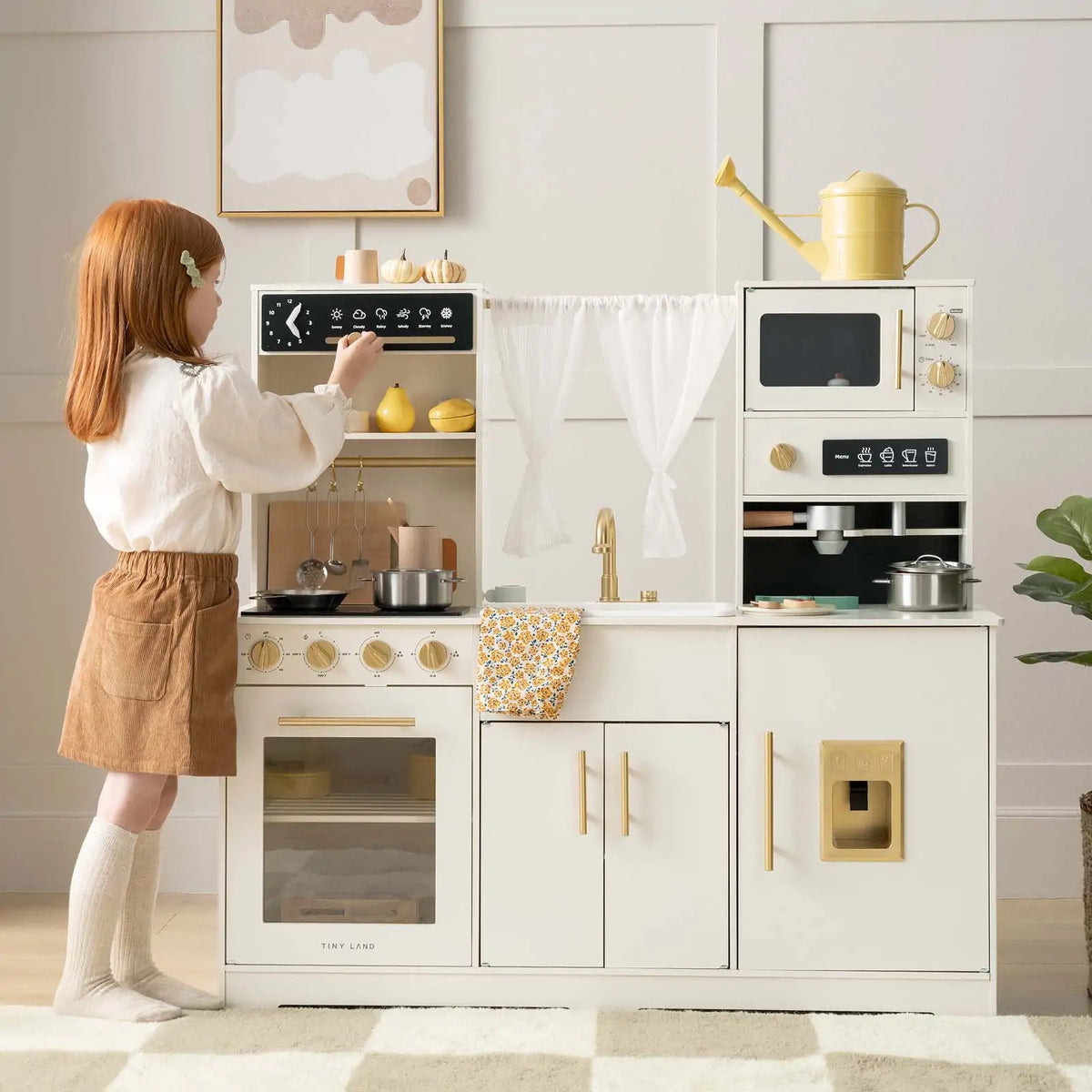 Tiny Land® Play Kitchen with Running Water - Iconic Aqua Kitchen in Cream — Tiny Land