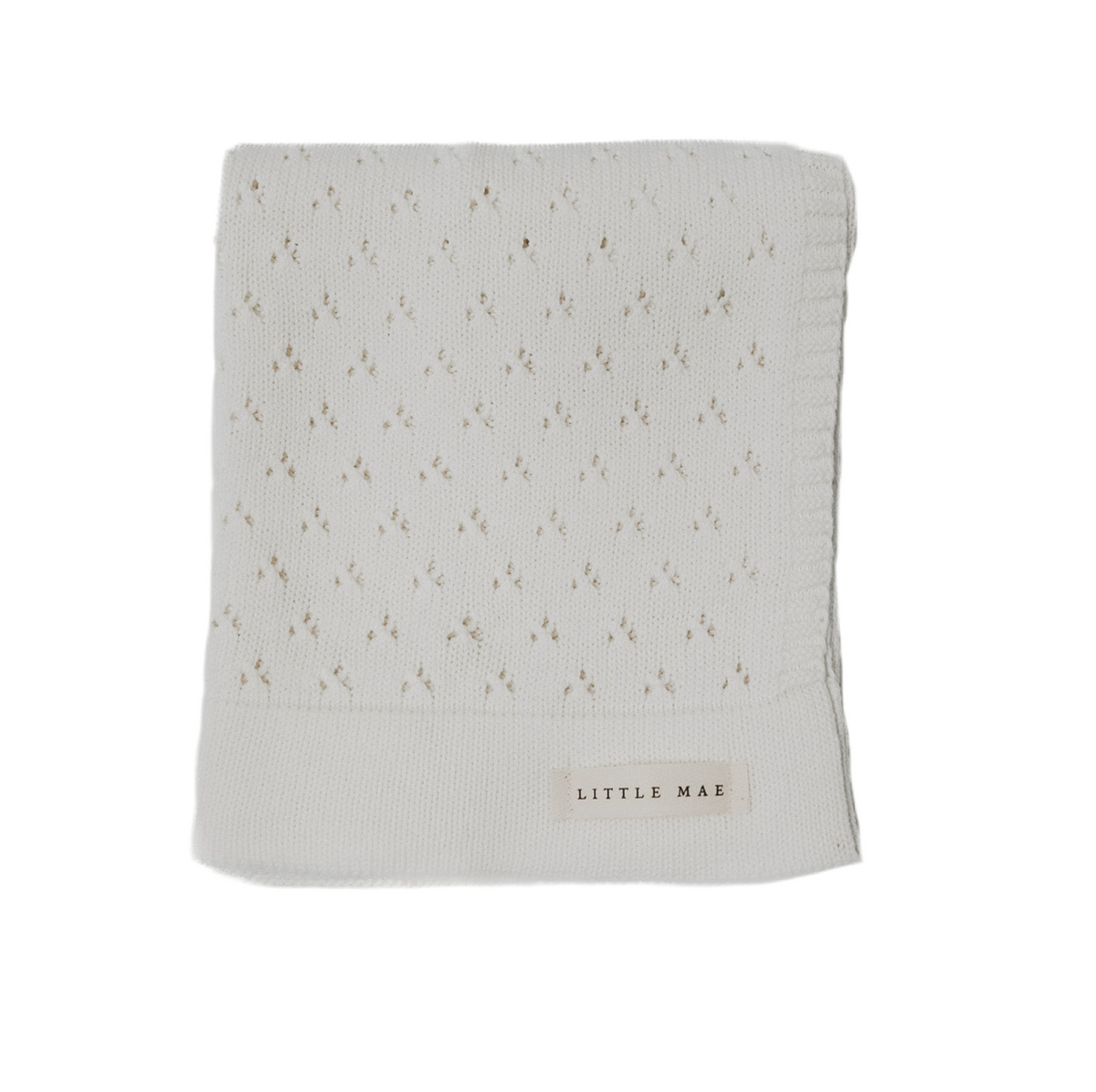 Vanilla White Pointelle Knit Blanket — Little Mae & Co