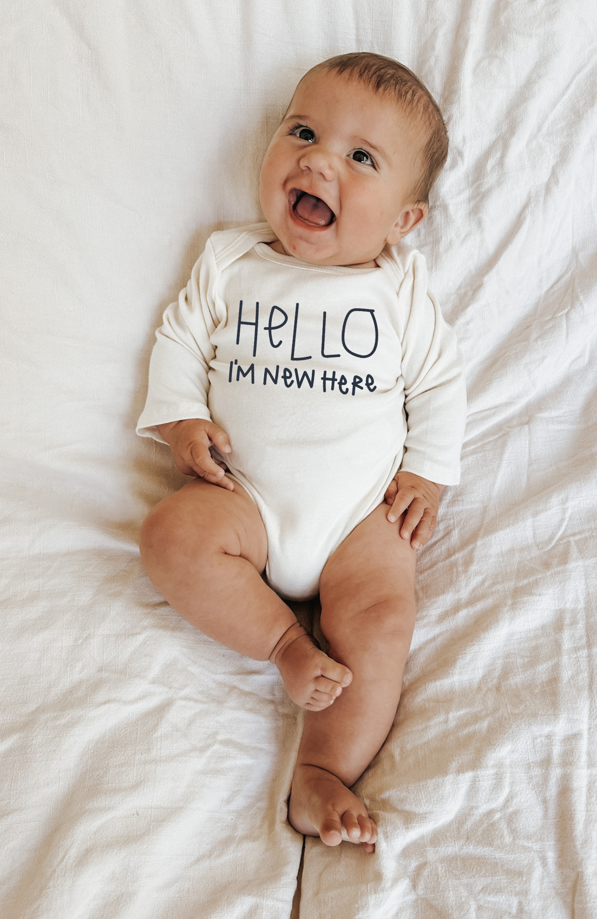 Hello I'm New Here Organic Bodysuit Long Sleeve — Tenth & Pine