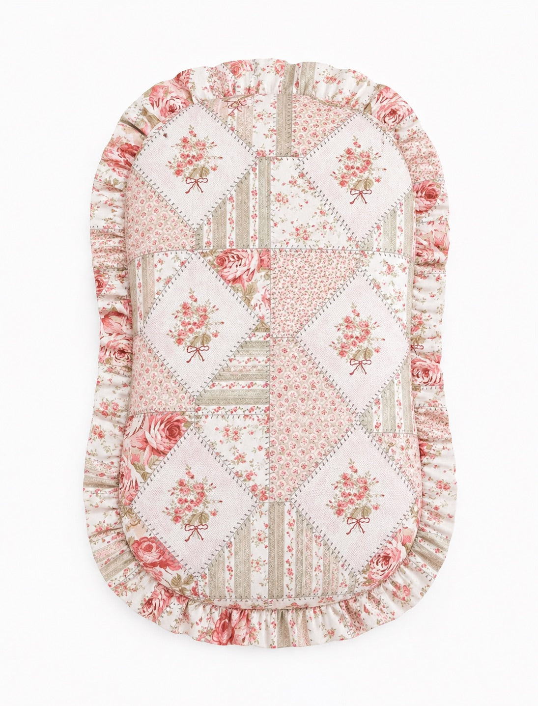 Pink Green Patchwork Ruffle Baby Lounger Cover — Little Mae & Co