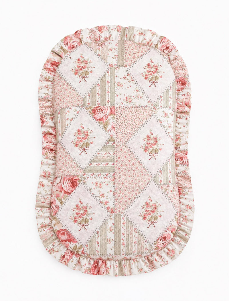 Pink Green Patchwork Ruffle Baby Lounger Cover — Little Mae & Co