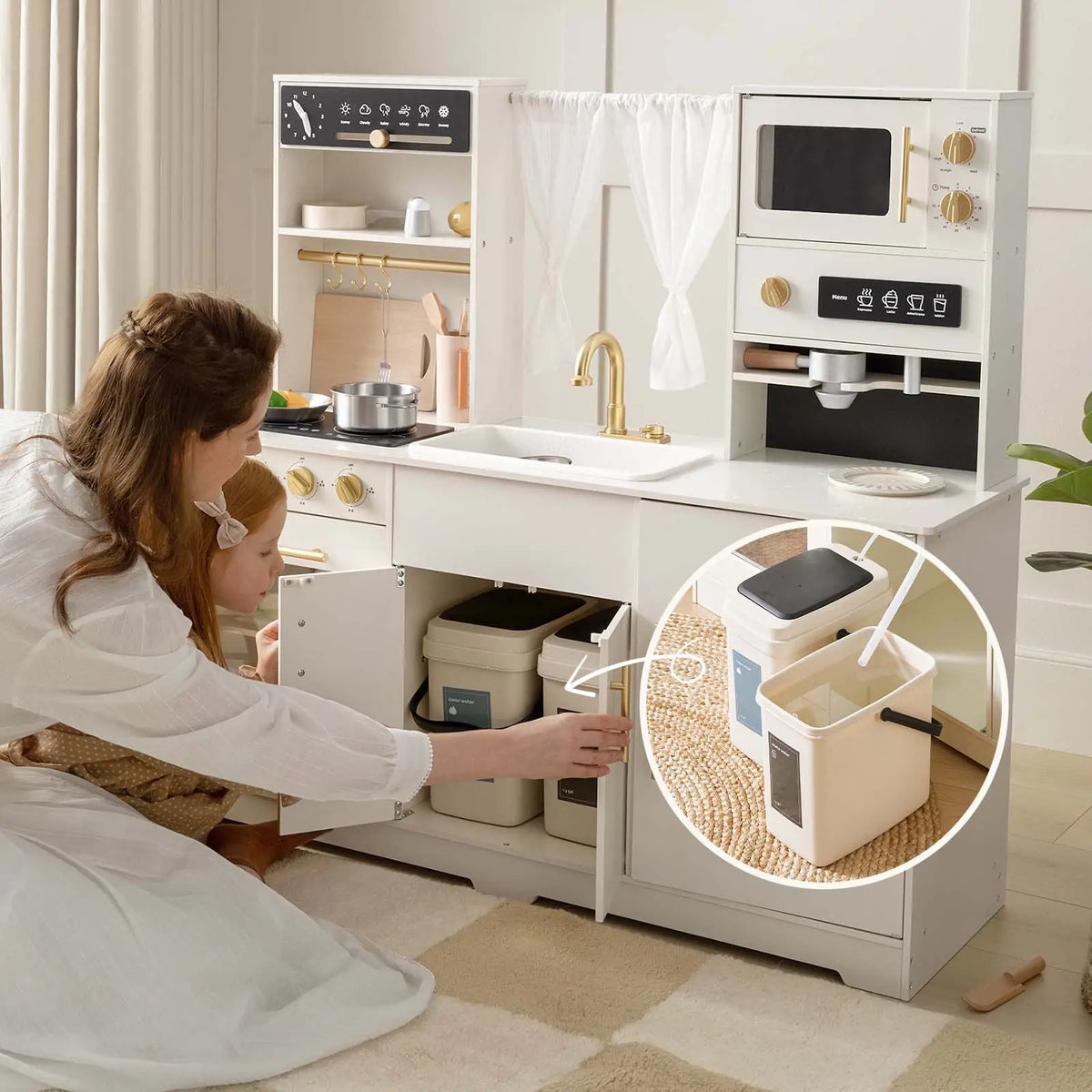 Tiny Land® Play Kitchen with Running Water - Iconic Aqua Kitchen in Cream — Tiny Land