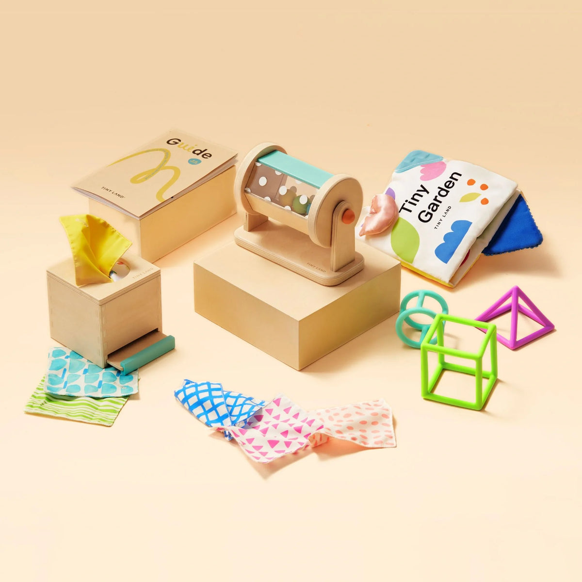 Brain & Hands Playset — Montessori Box (4–6 Months) + Activity Cube — Tiny Land
