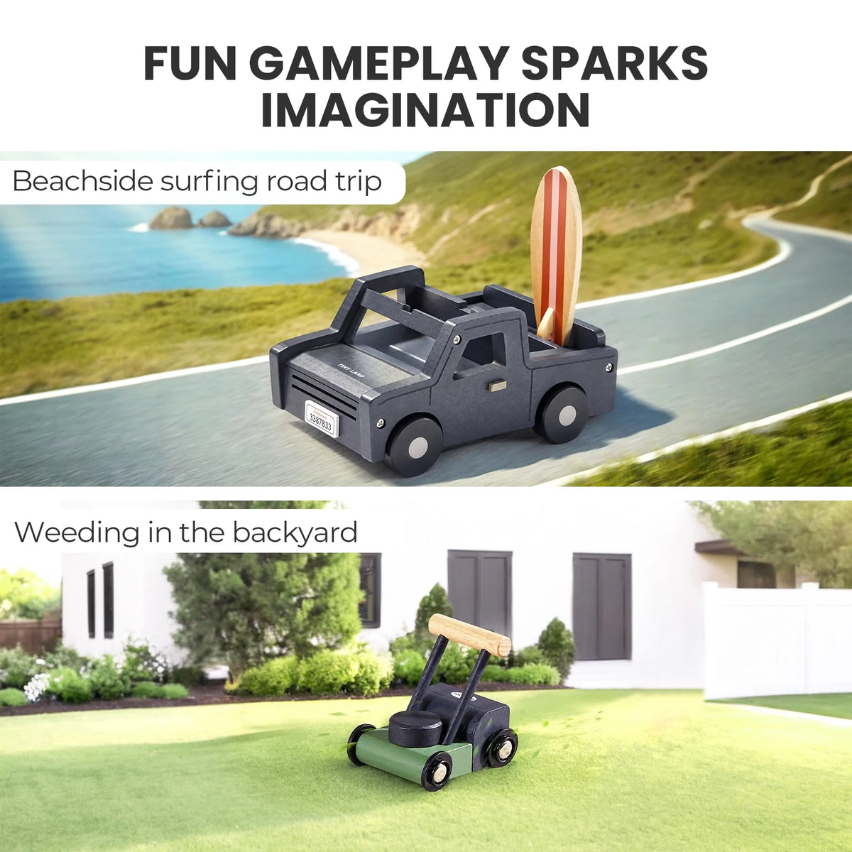 Sweet Family Gift Set: Black Dollhouse & Dollhouse Garage & Extra Dolls Set — Tiny Land