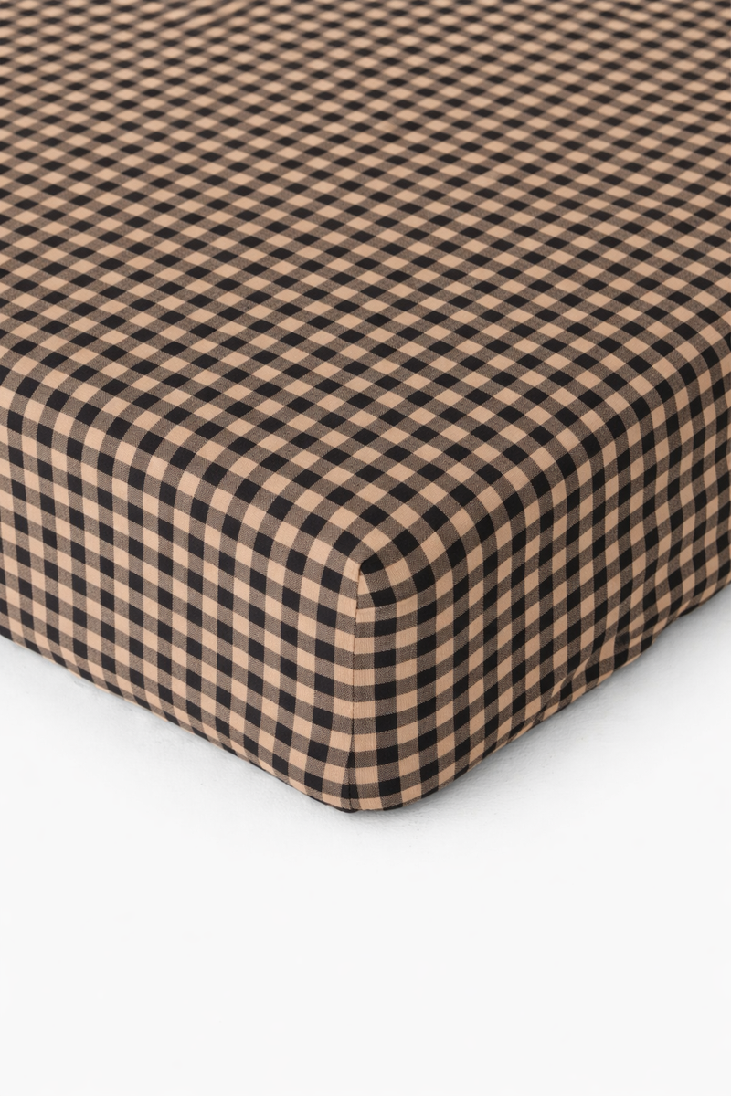 Brown Black Gingham Crib Sheet — Little Mae & Co