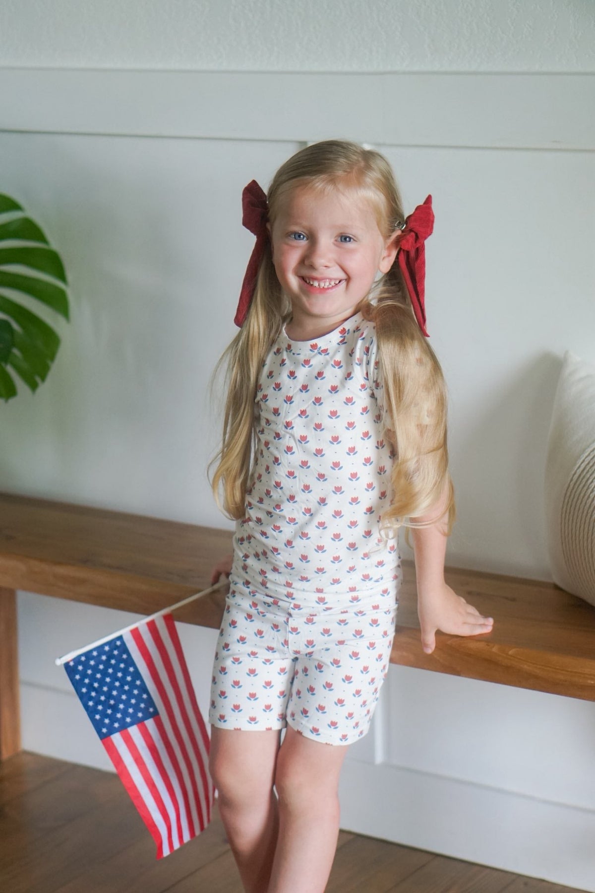 Red White & Blue Tulip 2pc Bamboo Pajamas — Little Joy Co.