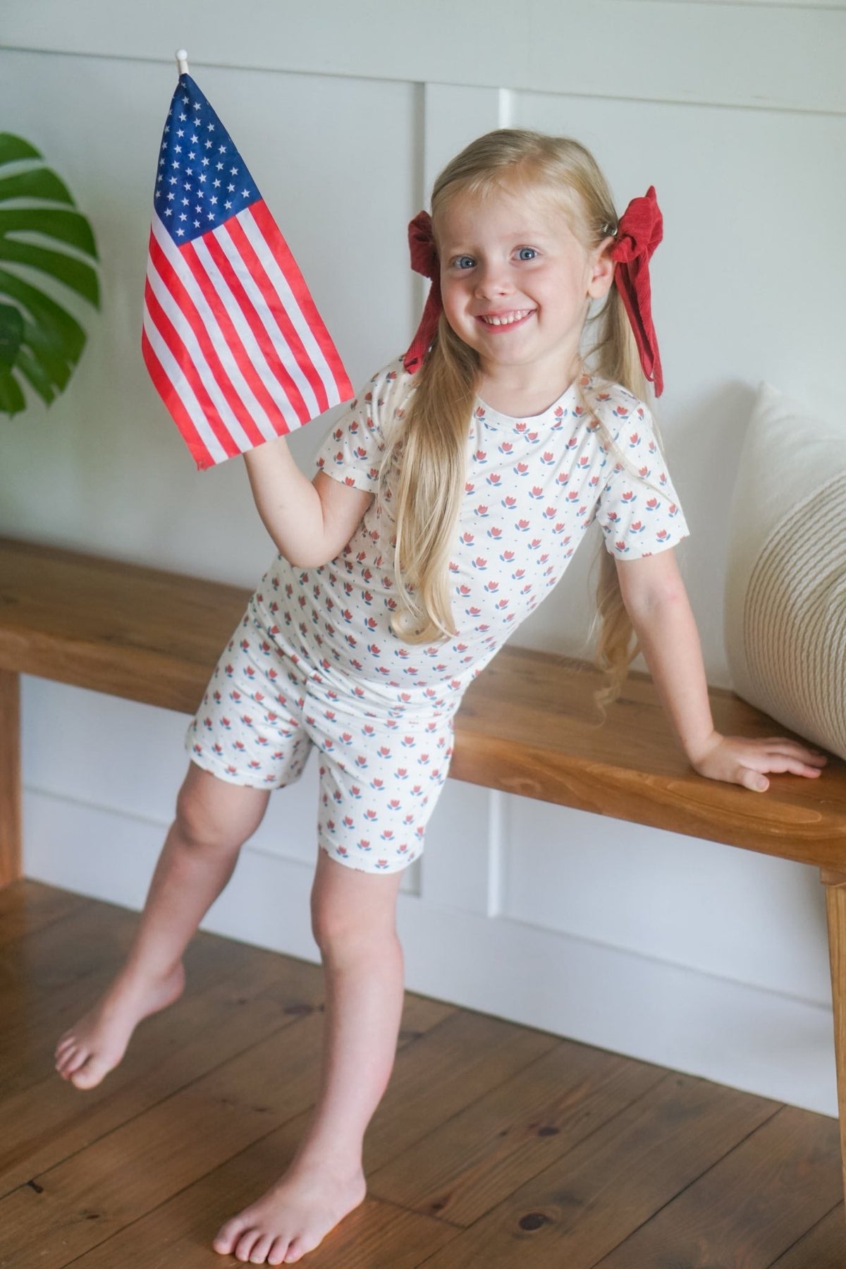 Red White & Blue Tulip 2pc Bamboo Pajamas — Little Joy Co.