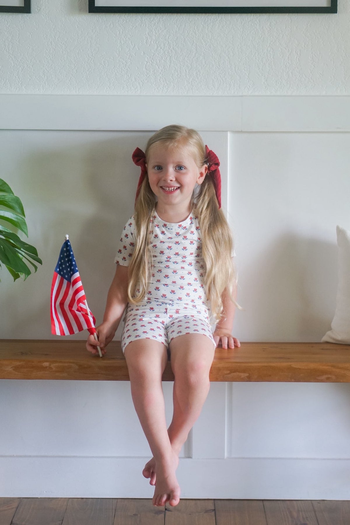 Red White & Blue Tulip 2pc Bamboo Pajamas — Little Joy Co.