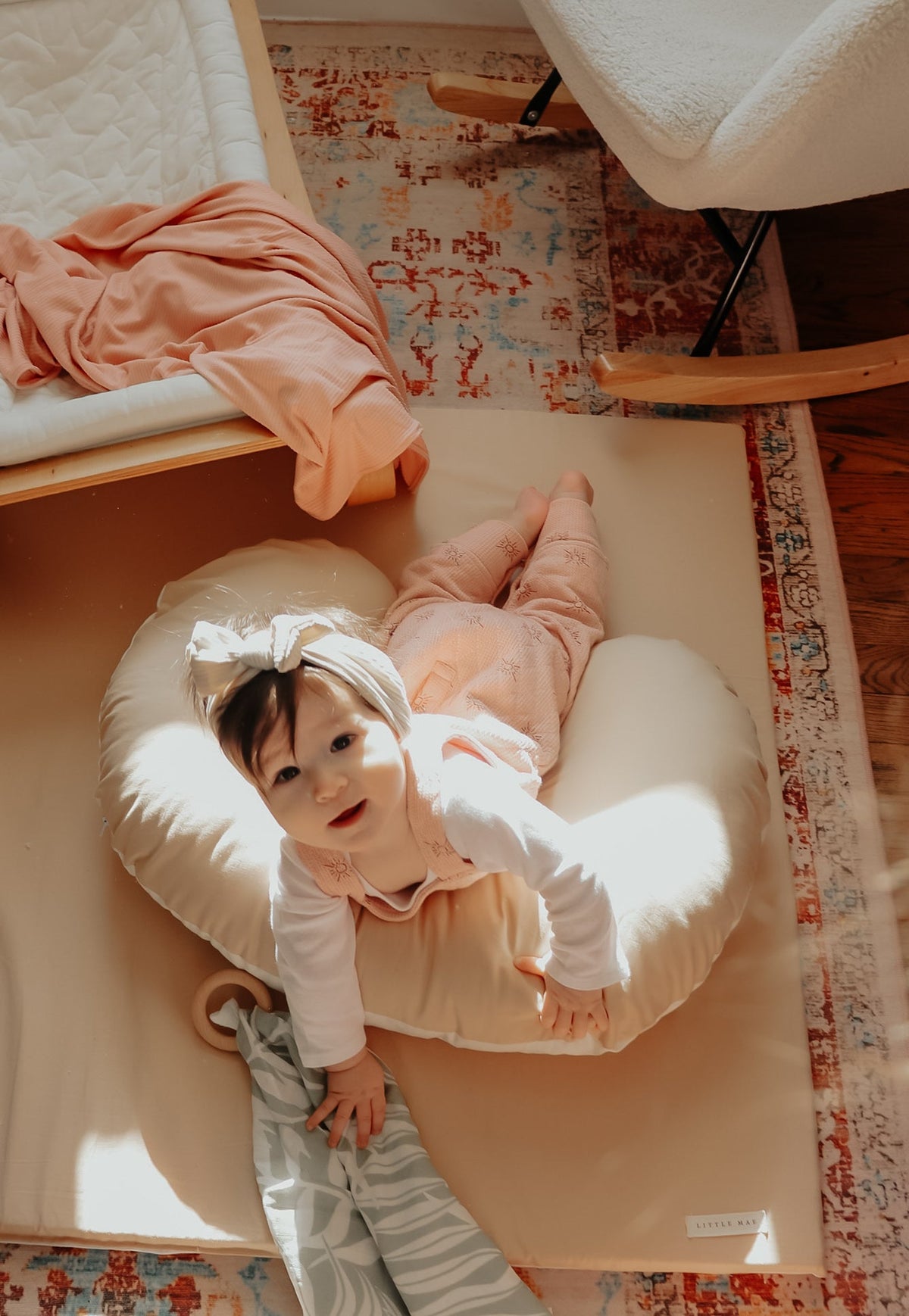 Peony Ribbed Stretch Swaddle — Little Mae & Co
