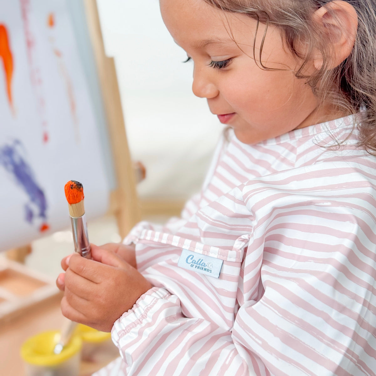 The Grayson Long Sleeve Bib - Brush Stripes — Calla and Friends