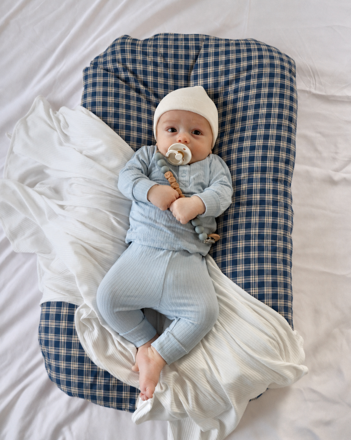 Blue Plaid Ruffle Baby Lounger Cover — Little Mae & Co