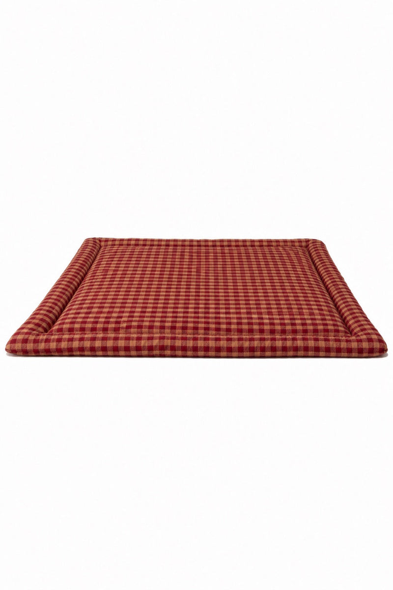 Red Beige Gingham Padded Baby Play Mat — Little Mae & Co