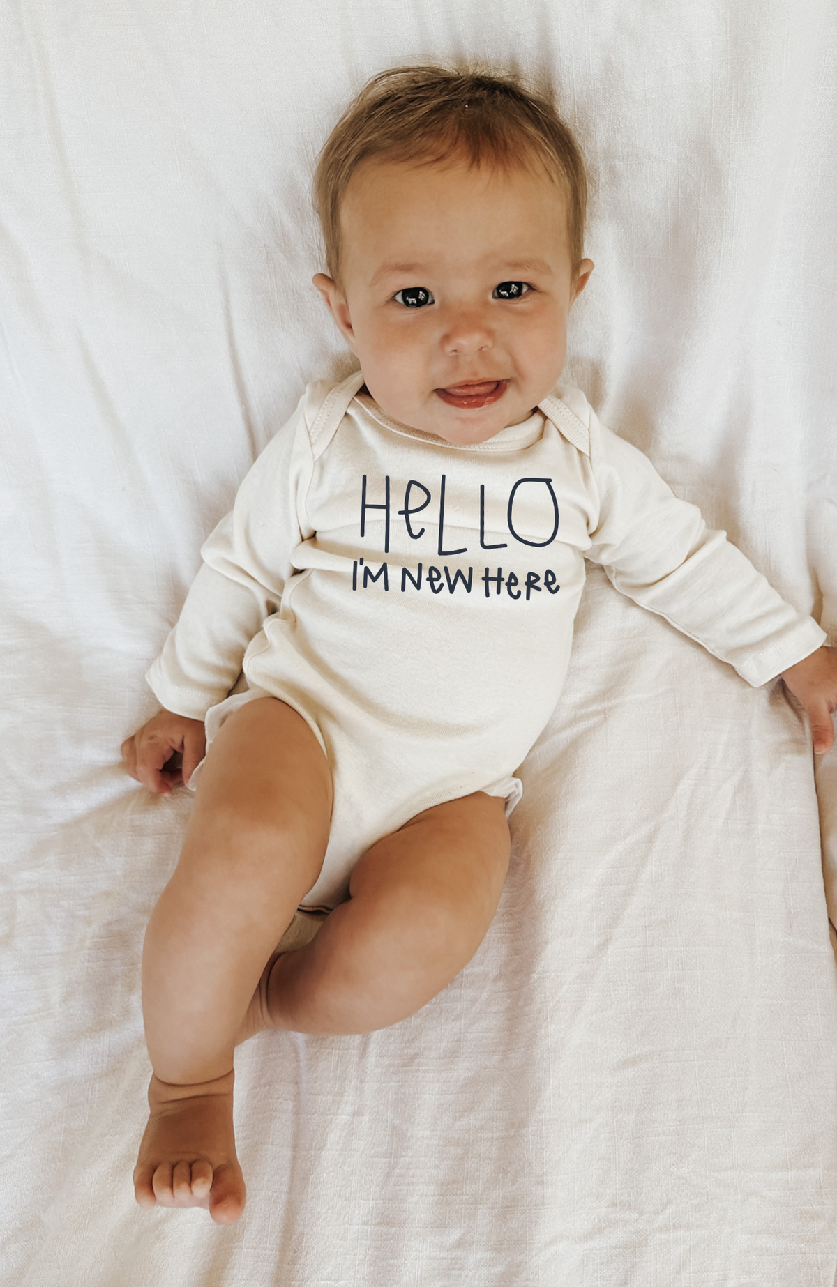 Hello I'm New Here Organic Bodysuit Long Sleeve — Tenth & Pine