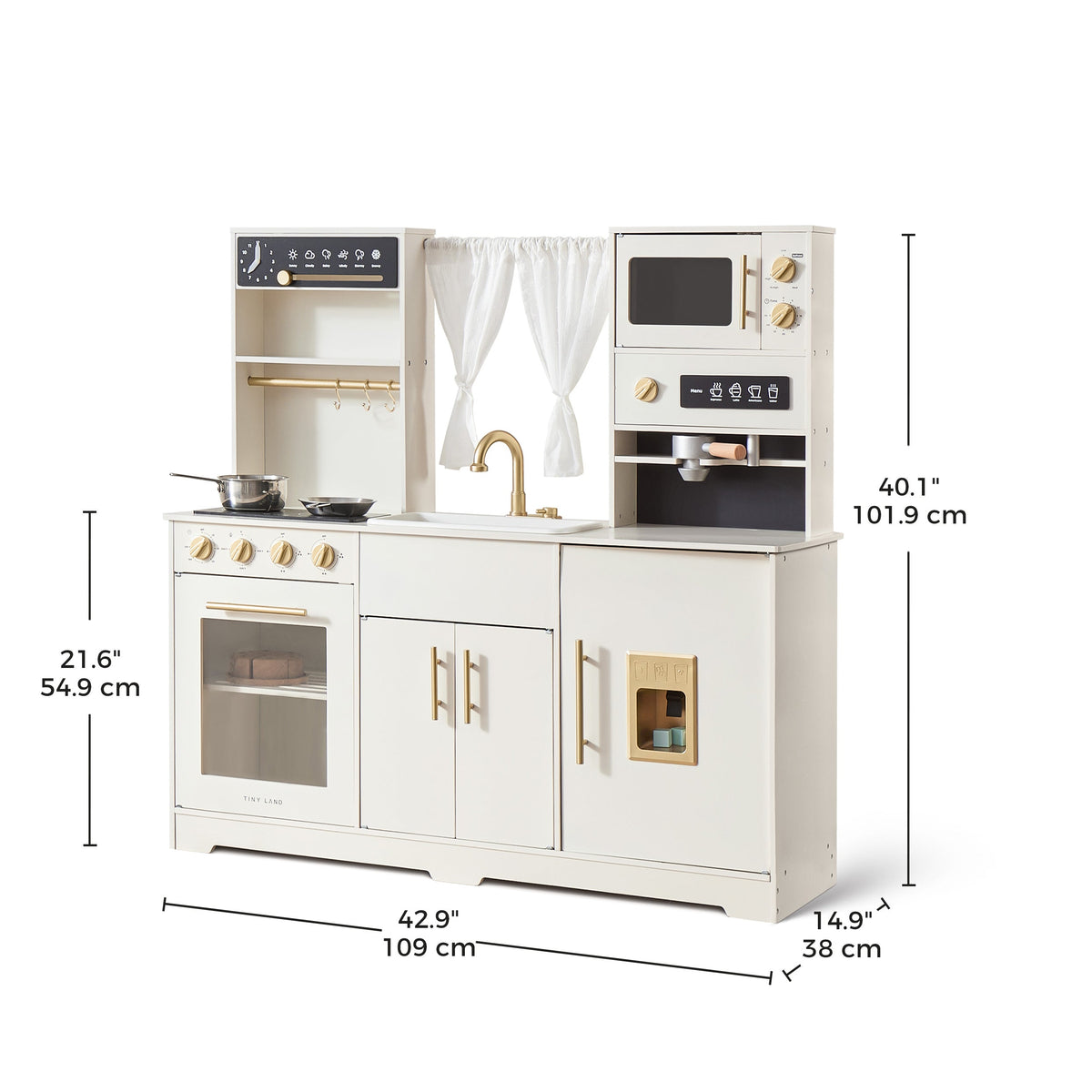 Tiny Land® Play Kitchen with Running Water - Iconic Aqua Kitchen in Cream — Tiny Land