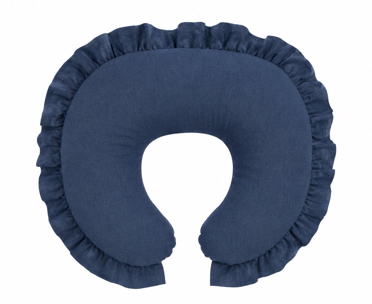 Dark Denim Ruffle Nursing Pillow Cover — Little Mae & Co