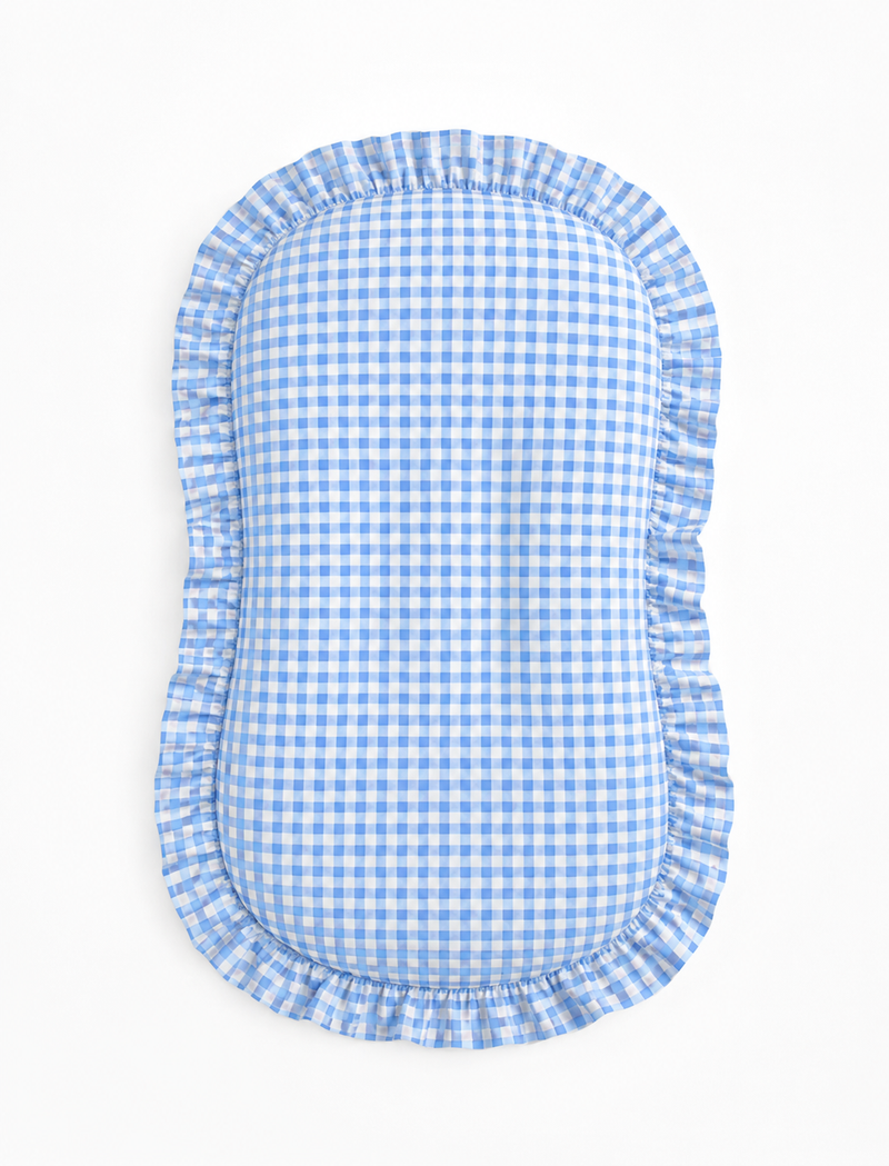 Blue Gingham Ruffle Baby Lounger Cover — Little Mae & Co