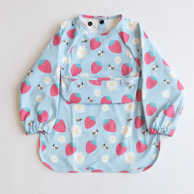 The Grayson Long Sleeve Bib - Strawberry Patch — Calla and Friends
