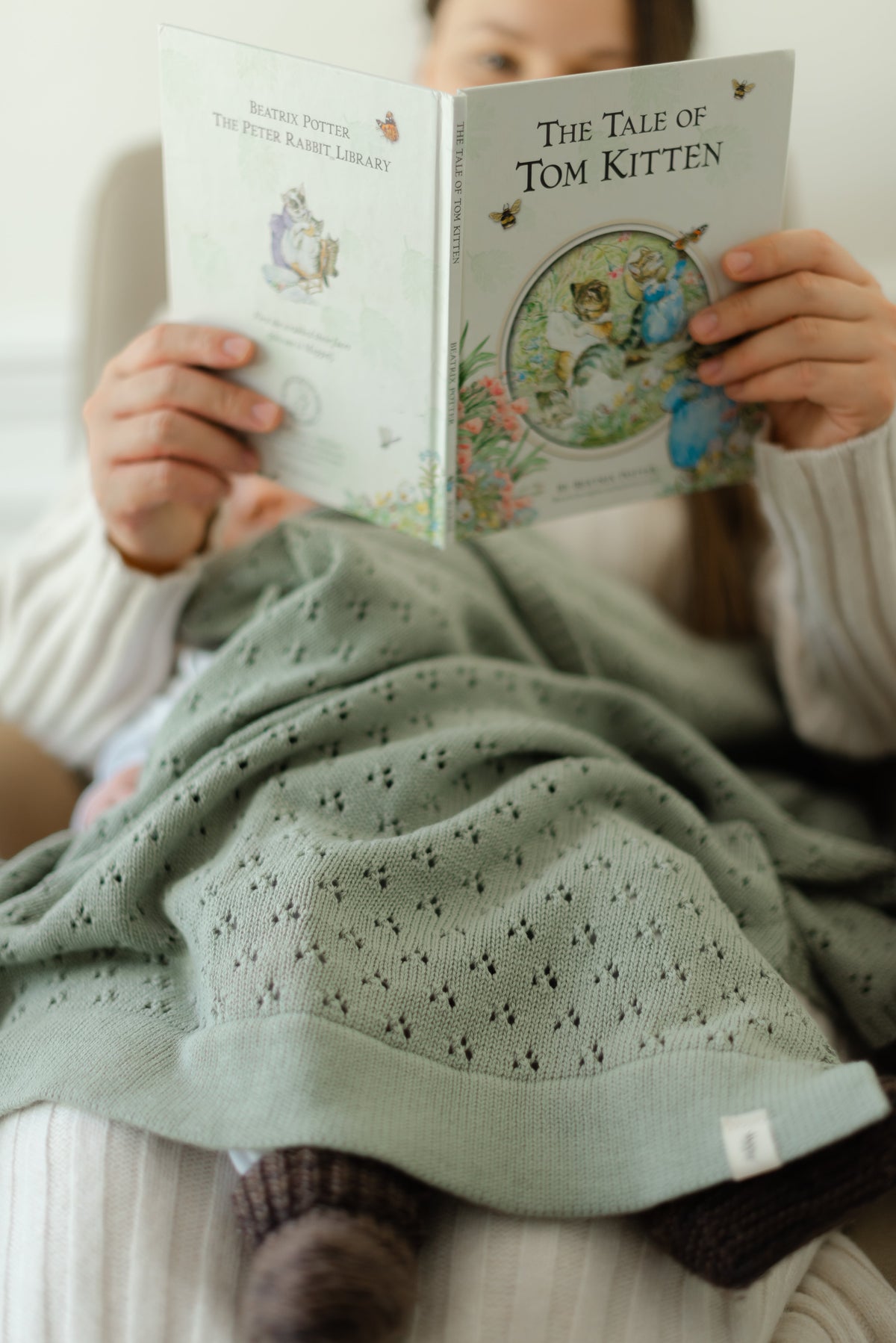 Mint Pointelle Knit Blanket — Little Mae & Co