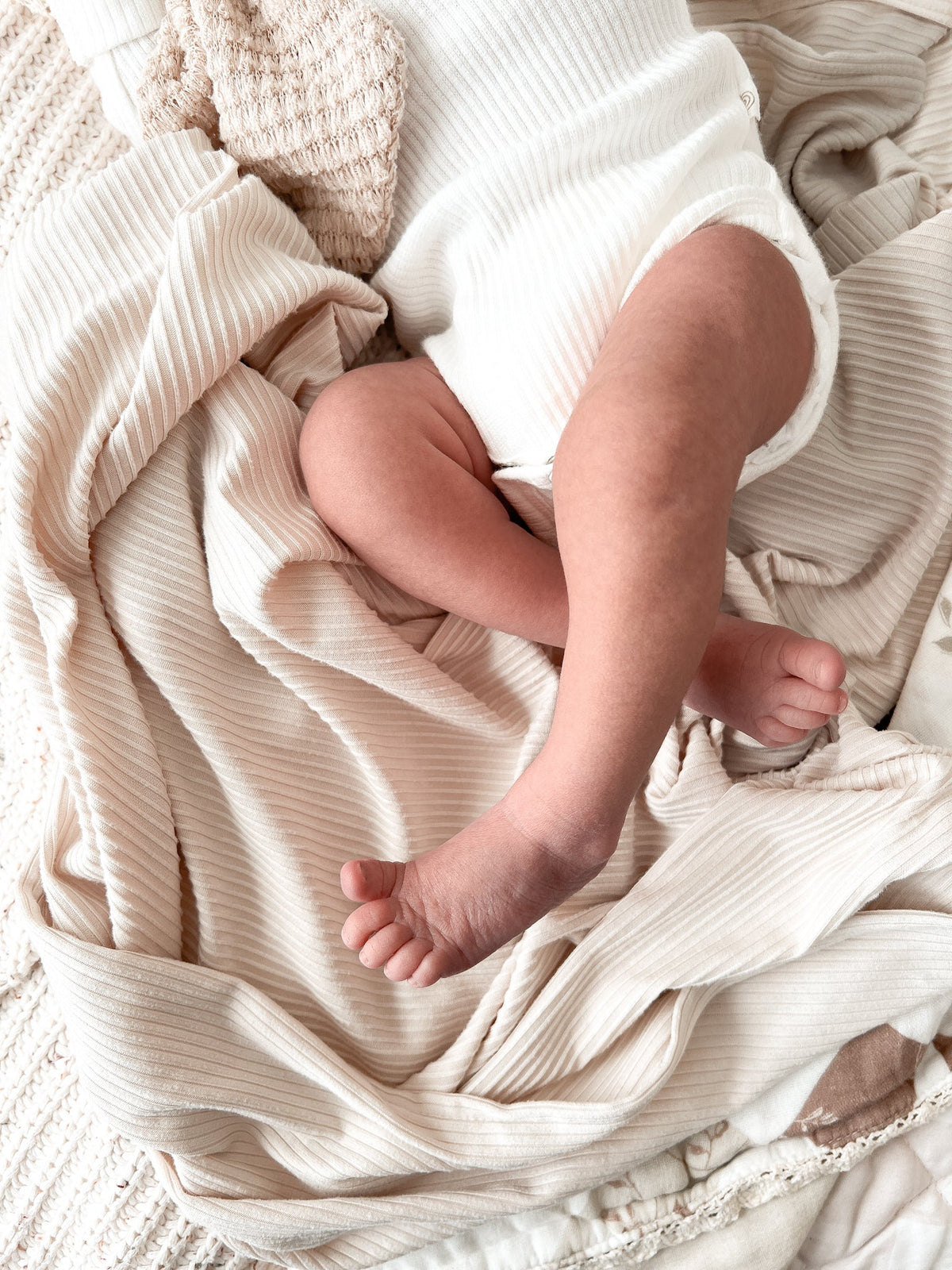 Oat Ribbed Stretch Swaddle — Little Mae & Co