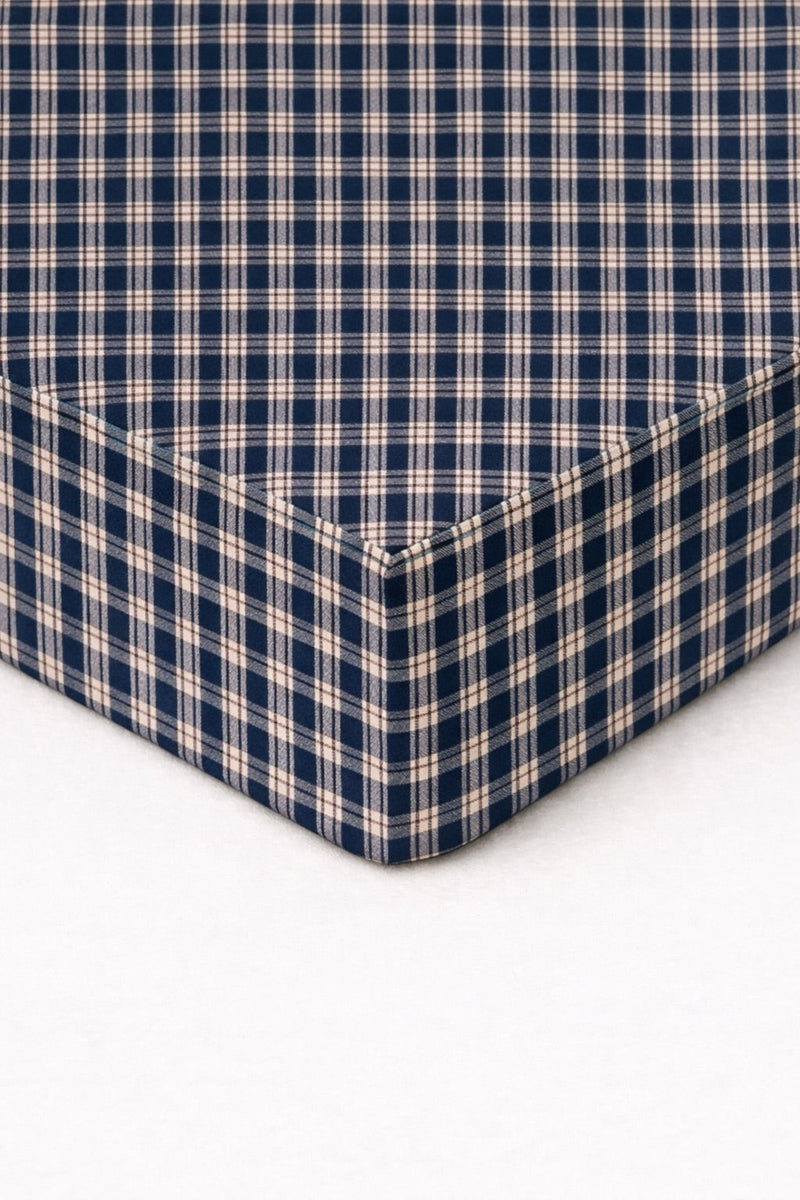 Blue Plaid Crib Sheet — Little Mae & Co