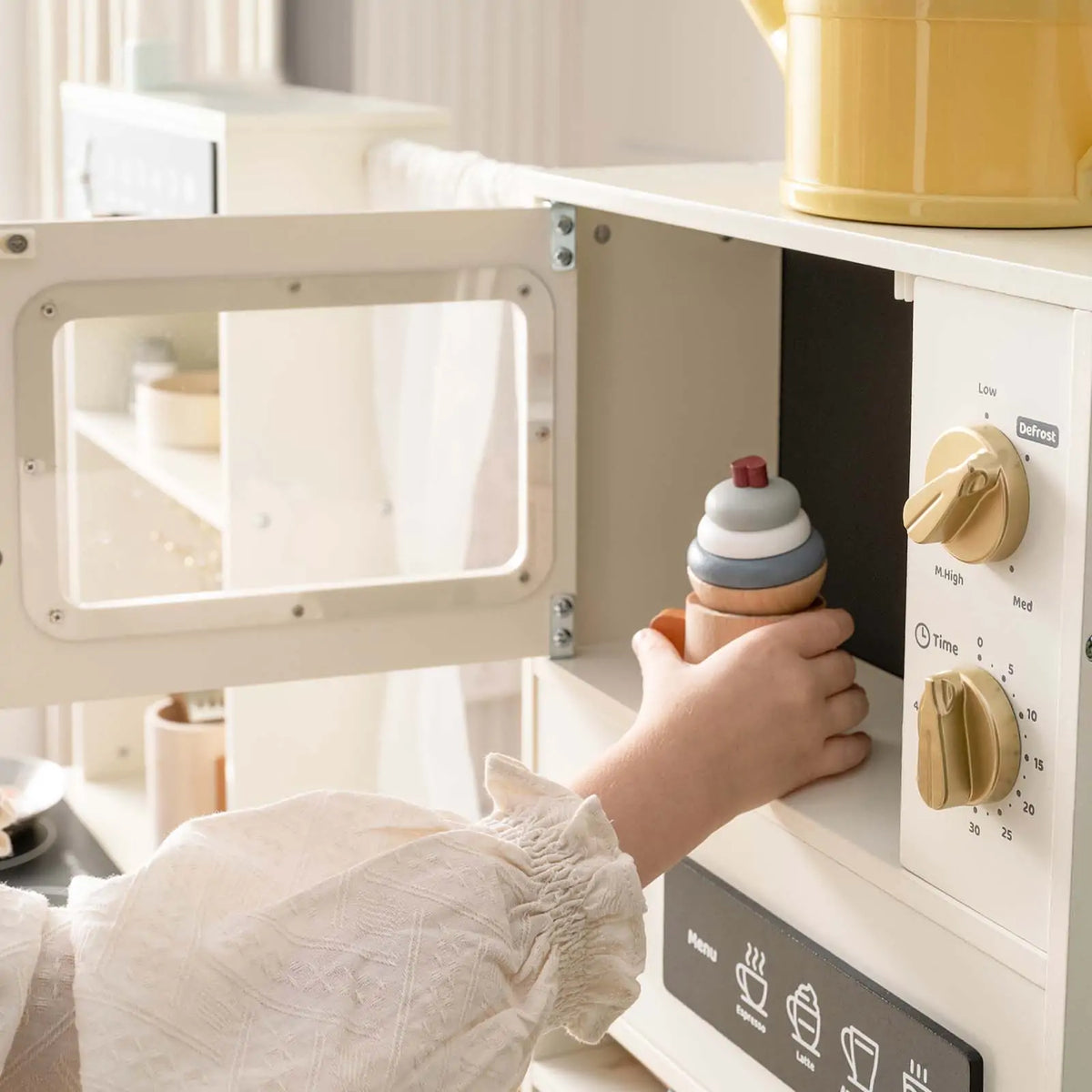 Tiny Land® Play Kitchen with Running Water - Iconic Aqua Kitchen in Cream — Tiny Land