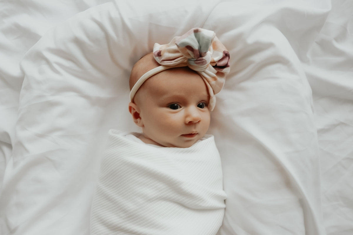 Dove Ribbed Stretch Swaddle — Little Mae & Co