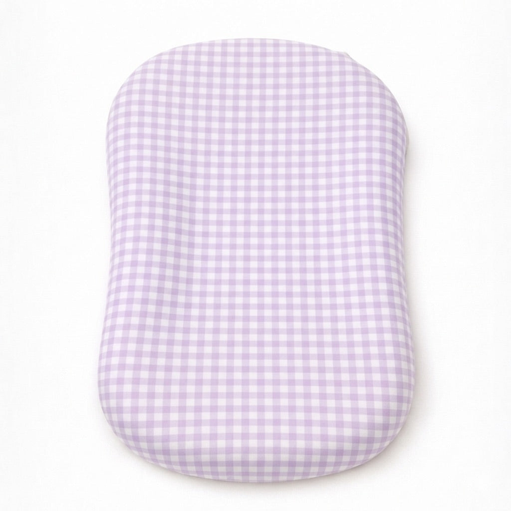 Purple Gingham Ruffle Baby Lounger Cover — Little Mae & Co