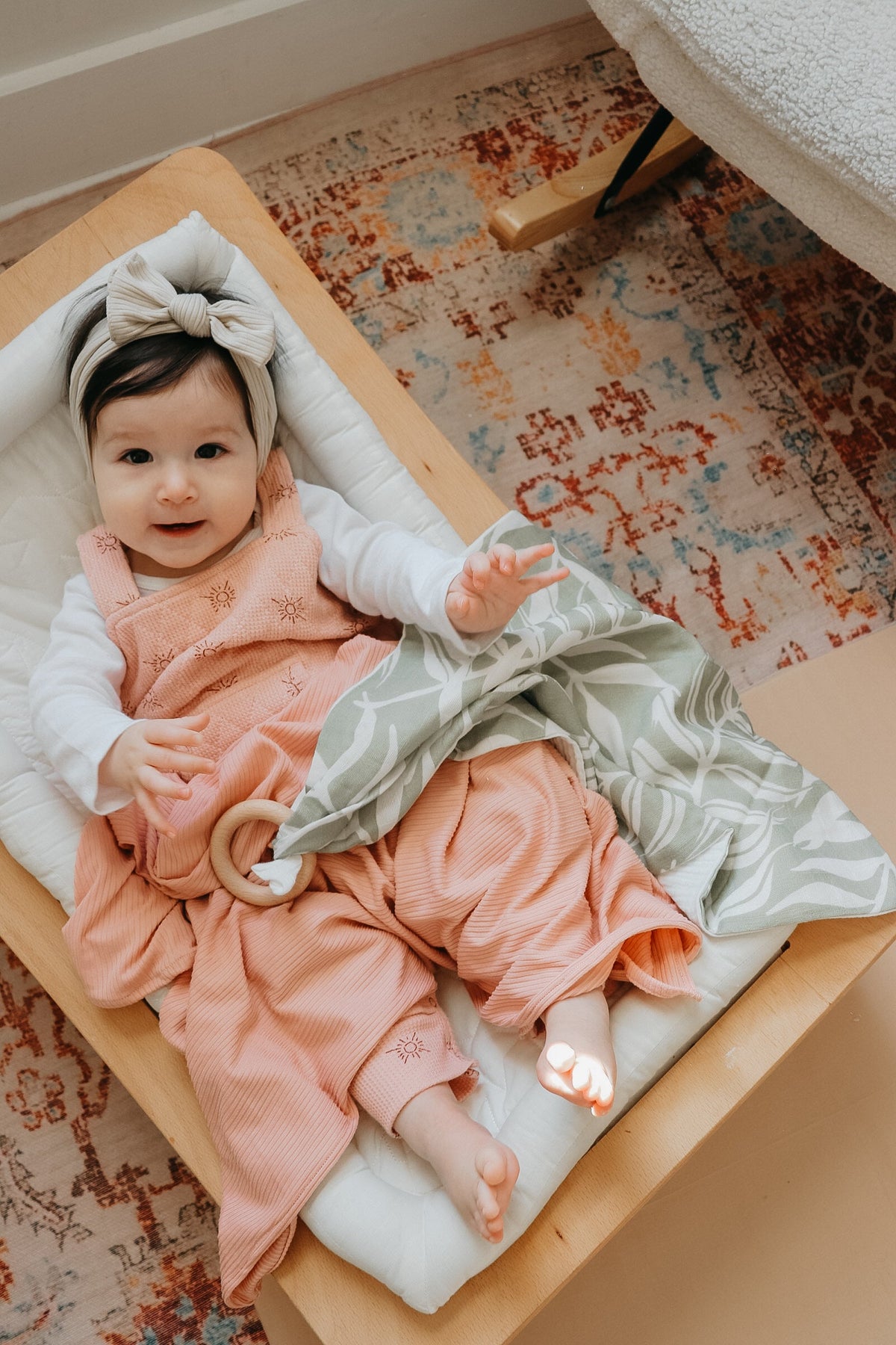 Peony Ribbed Stretch Swaddle — Little Mae & Co