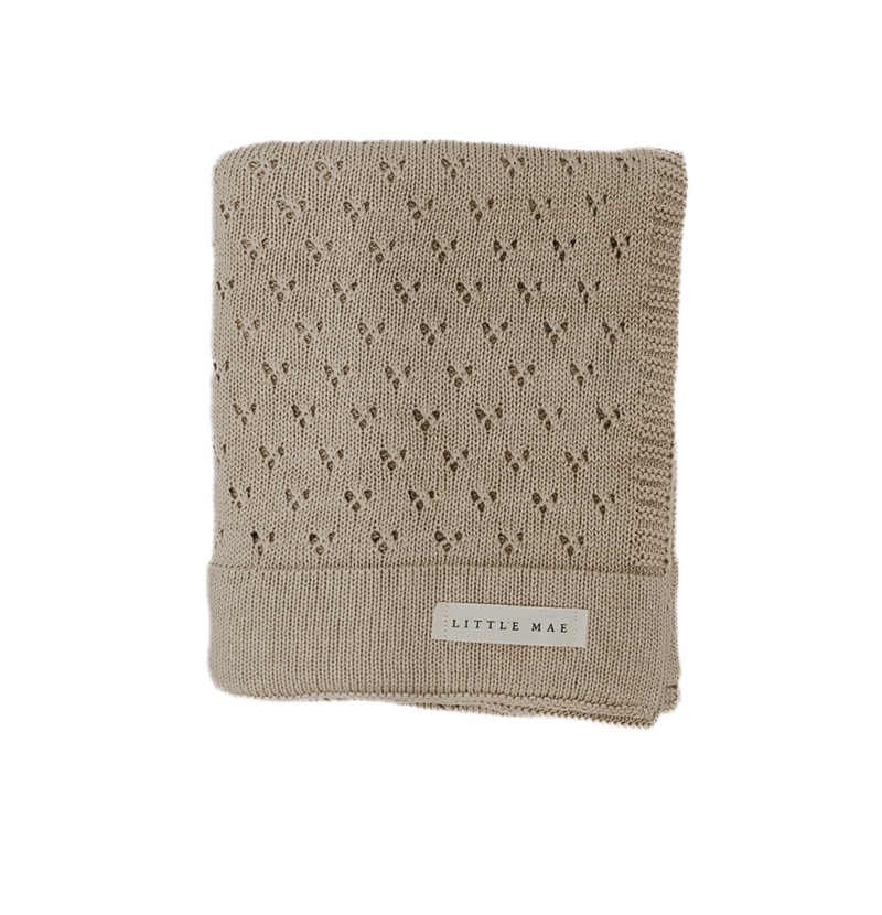 Toffee Pointelle Knit Blanket — Little Mae & Co