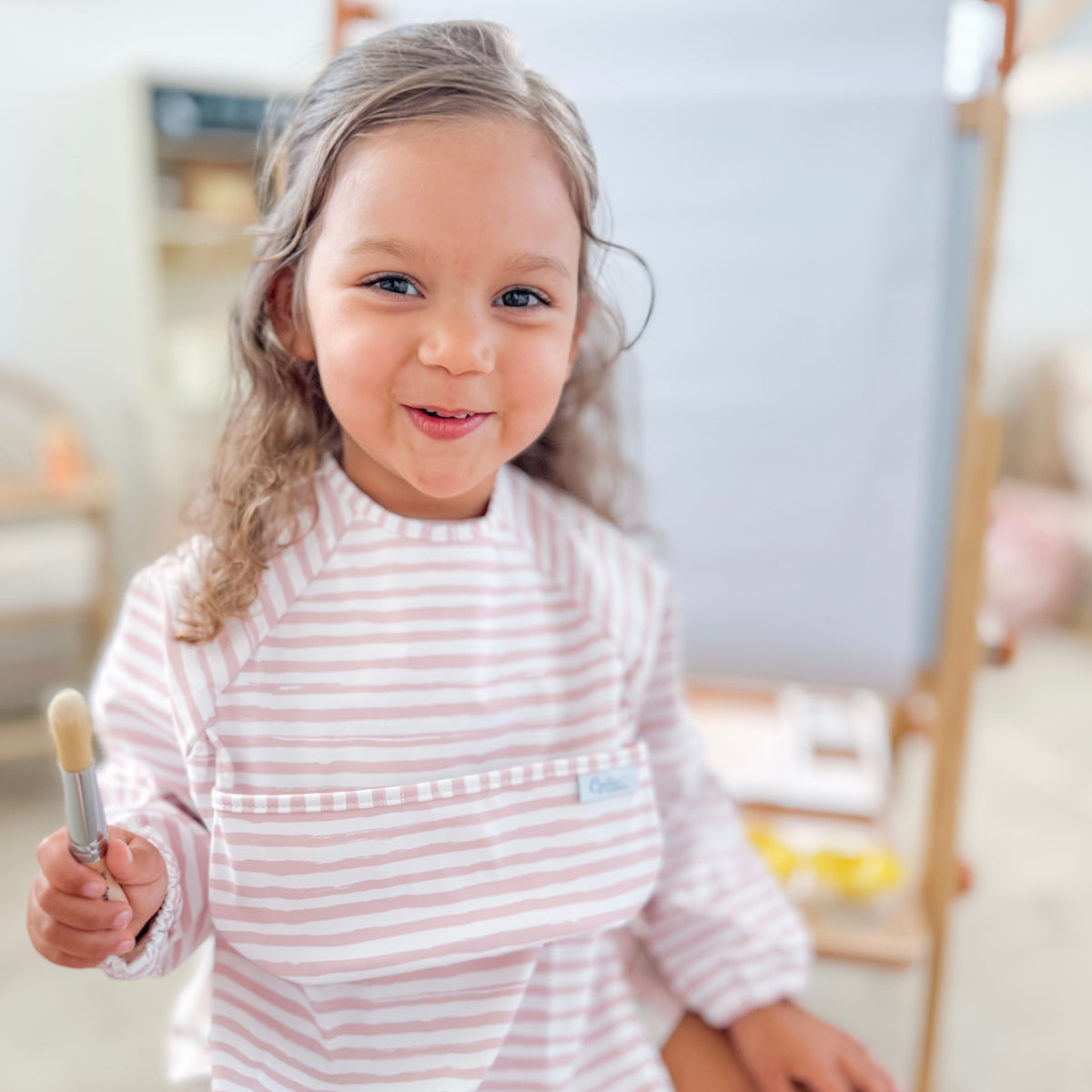 The Grayson Long Sleeve Bib - Brush Stripes — Calla and Friends