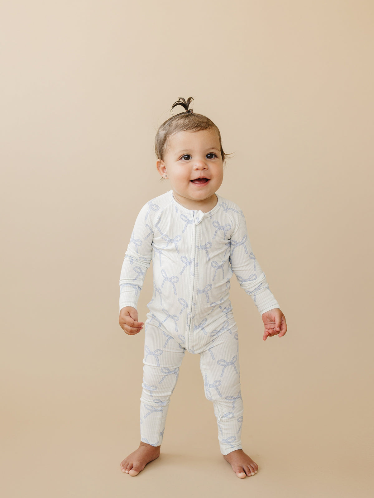 Blue Belle Ribbed Bamboo Zippy Pajamas — Little Joy Co.