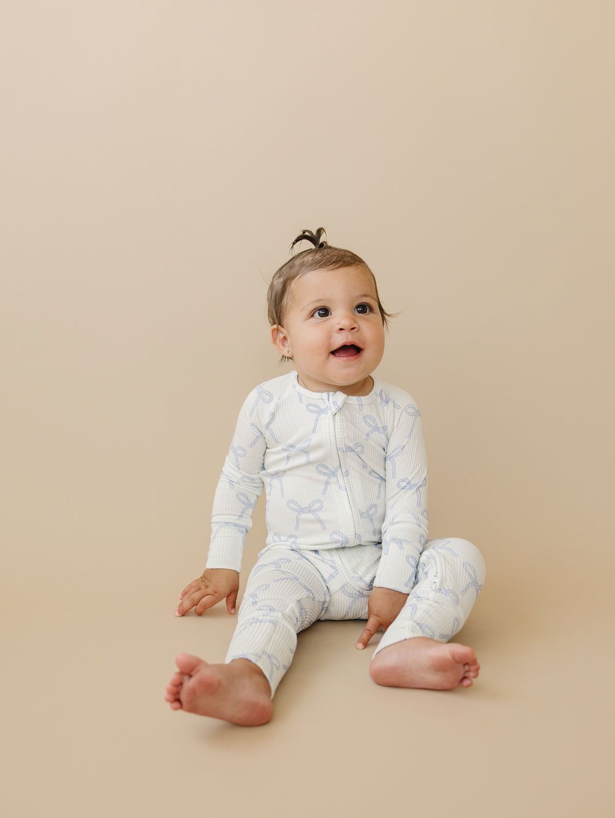 Blue Belle Ribbed Bamboo Zippy Pajamas — Little Joy Co.