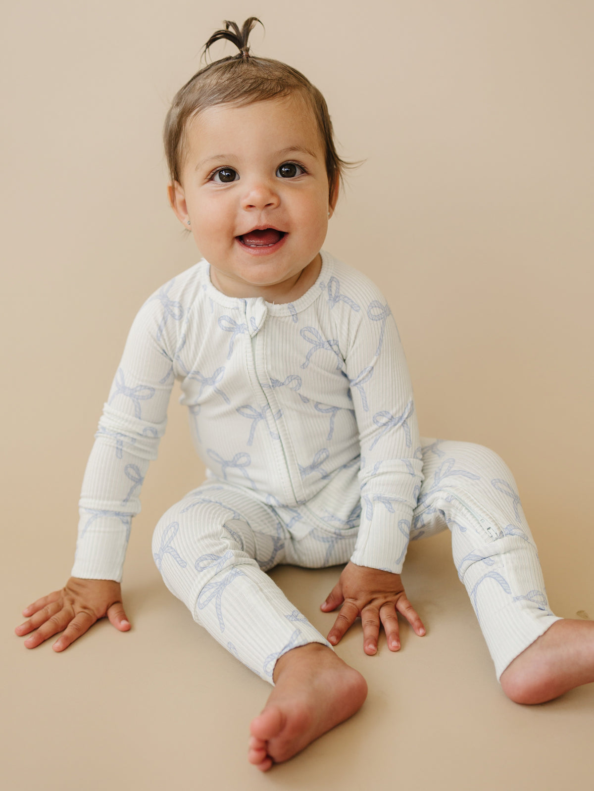Blue Belle Ribbed Bamboo Zippy Pajamas — Little Joy Co.