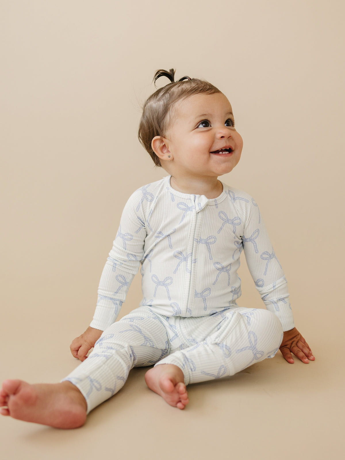 Blue Belle Ribbed Bamboo Zippy Pajamas — Little Joy Co.
