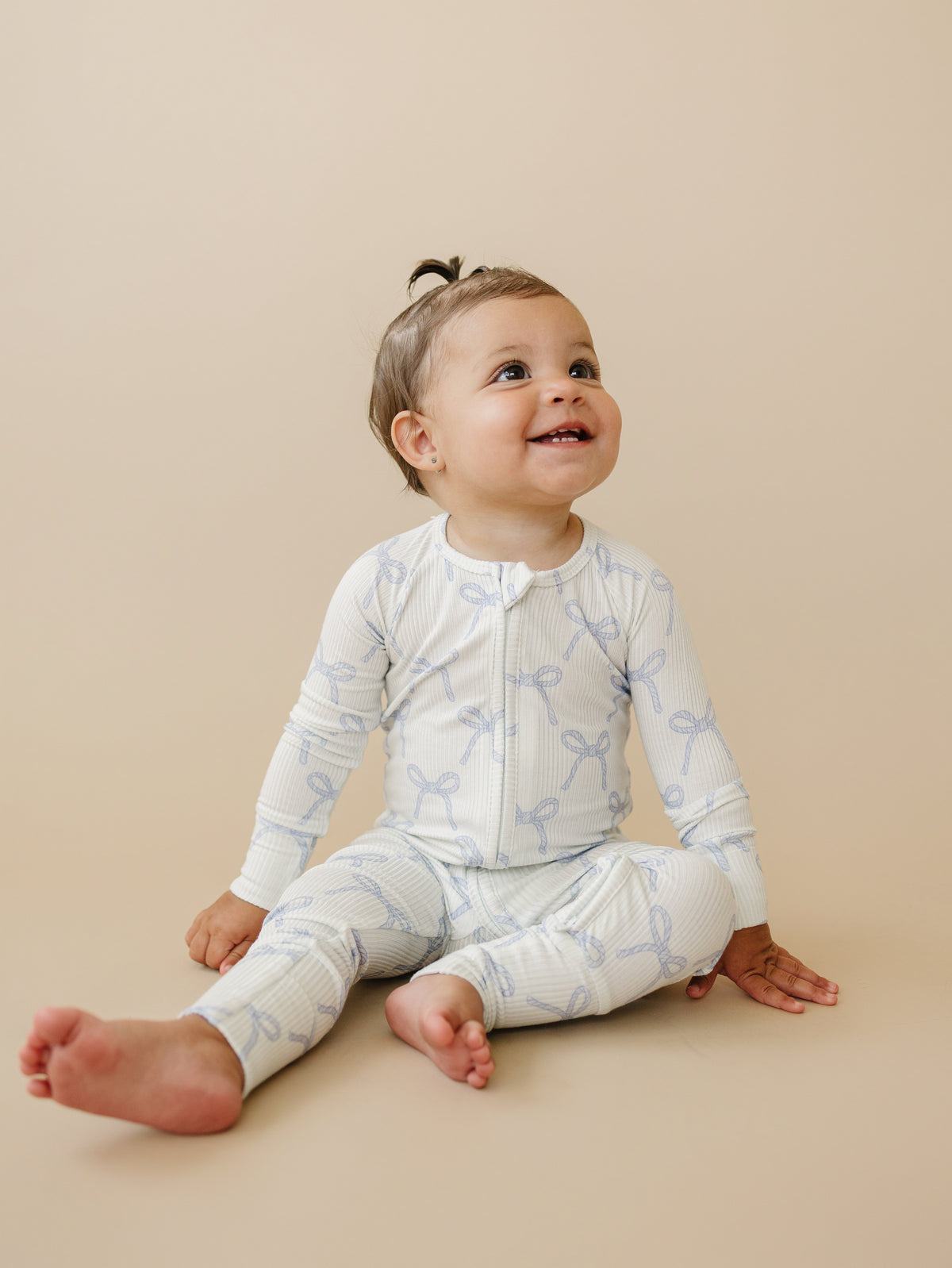 Blue Belle Ribbed Bamboo Zippy Pajamas — Little Joy Co.