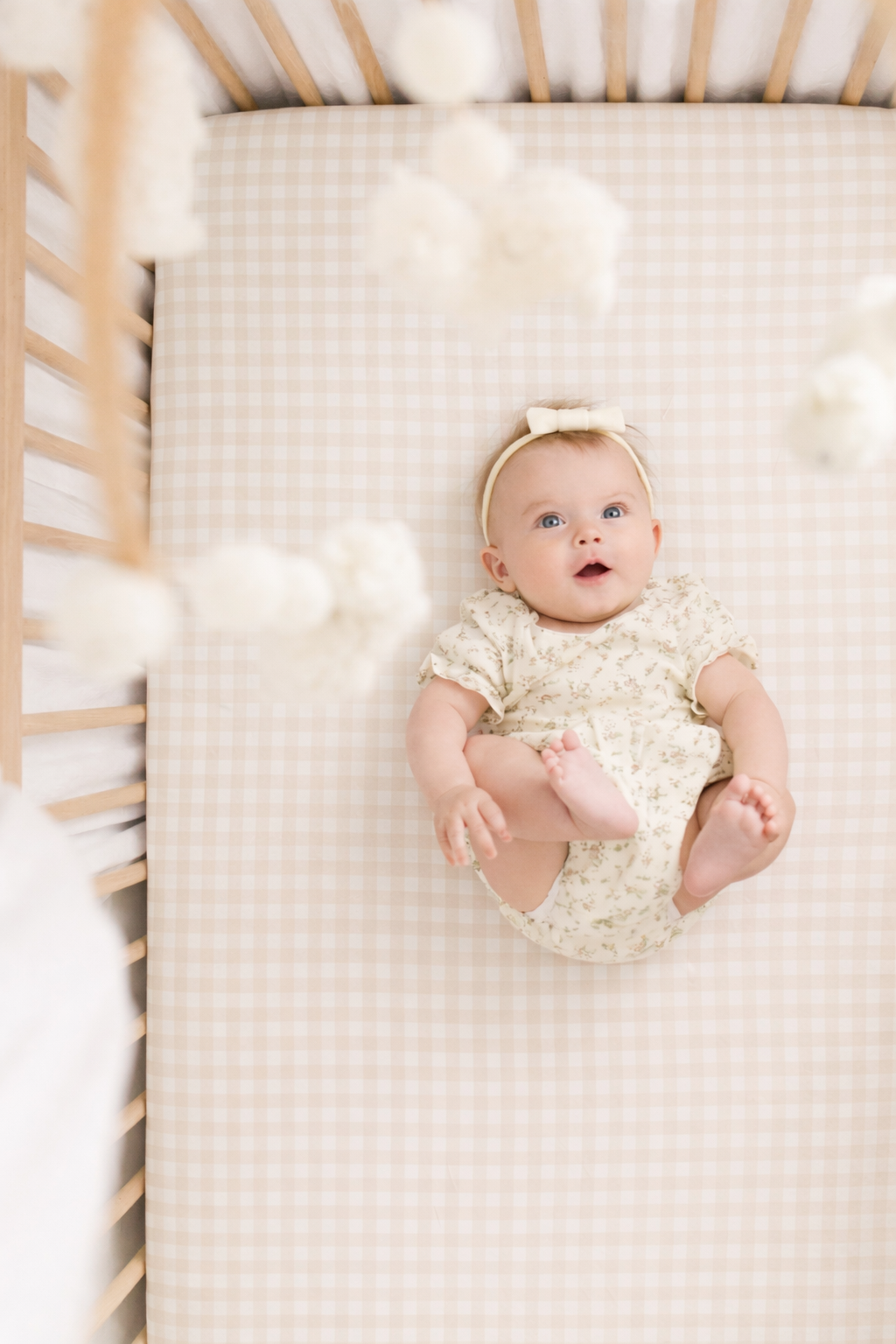 Beige Gingham Crib Sheet — Little Mae & Co